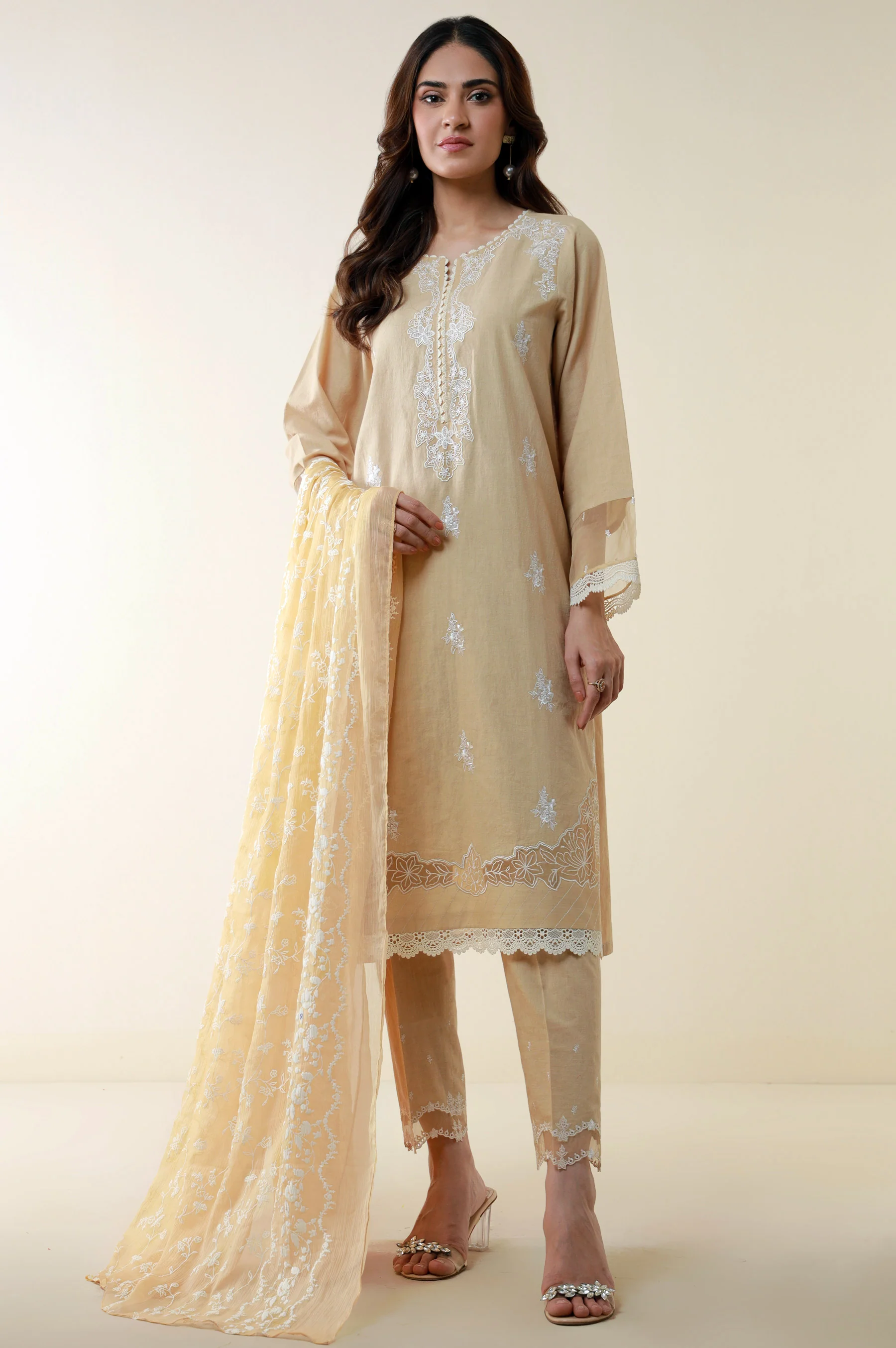 Unstitched 3 Piece Embroidered Cambric Suit - Image 2