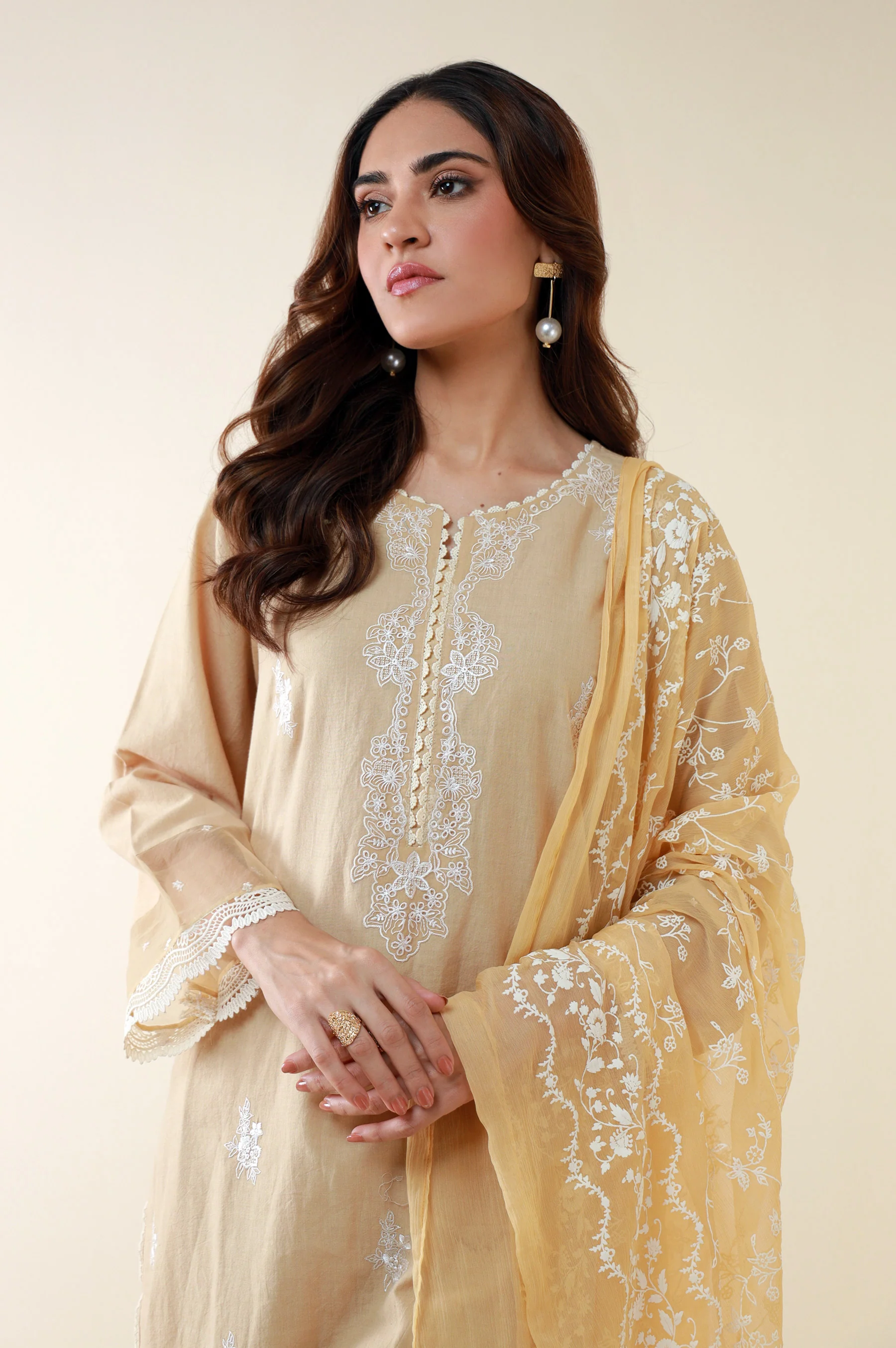 Unstitched 3 Piece Embroidered Cambric Suit - Image 3