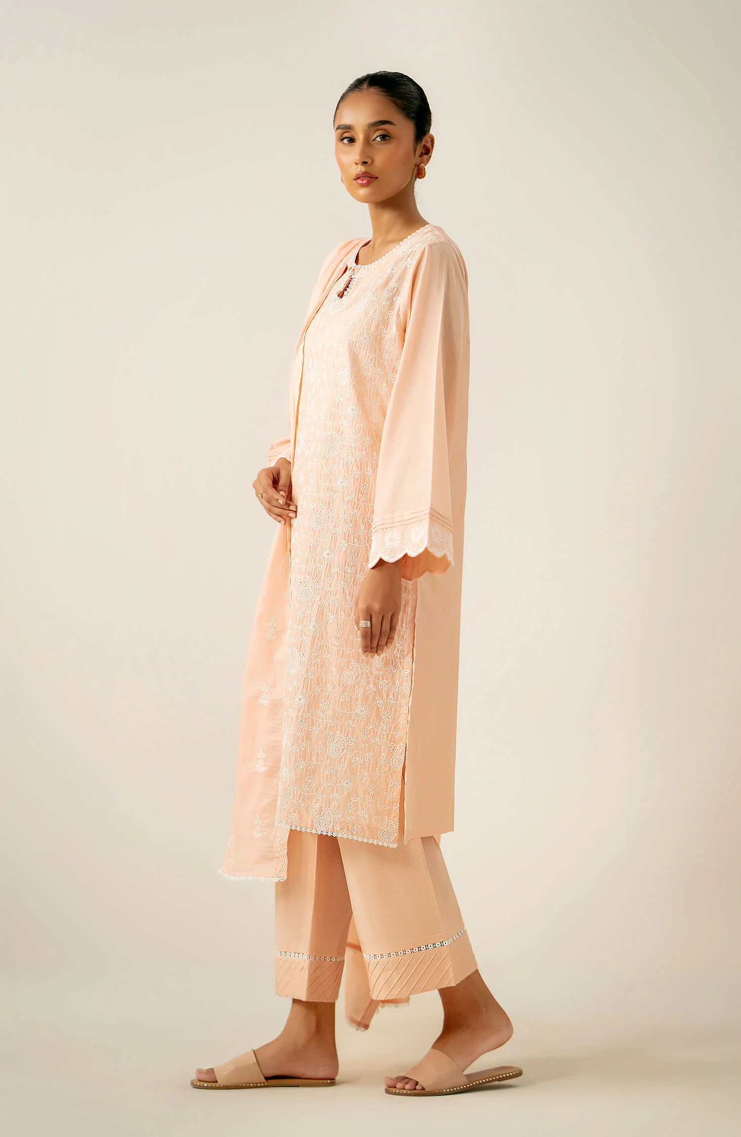 Unstitched 3 Piece Embroidered Chikankari Lawn Suit - Image 3