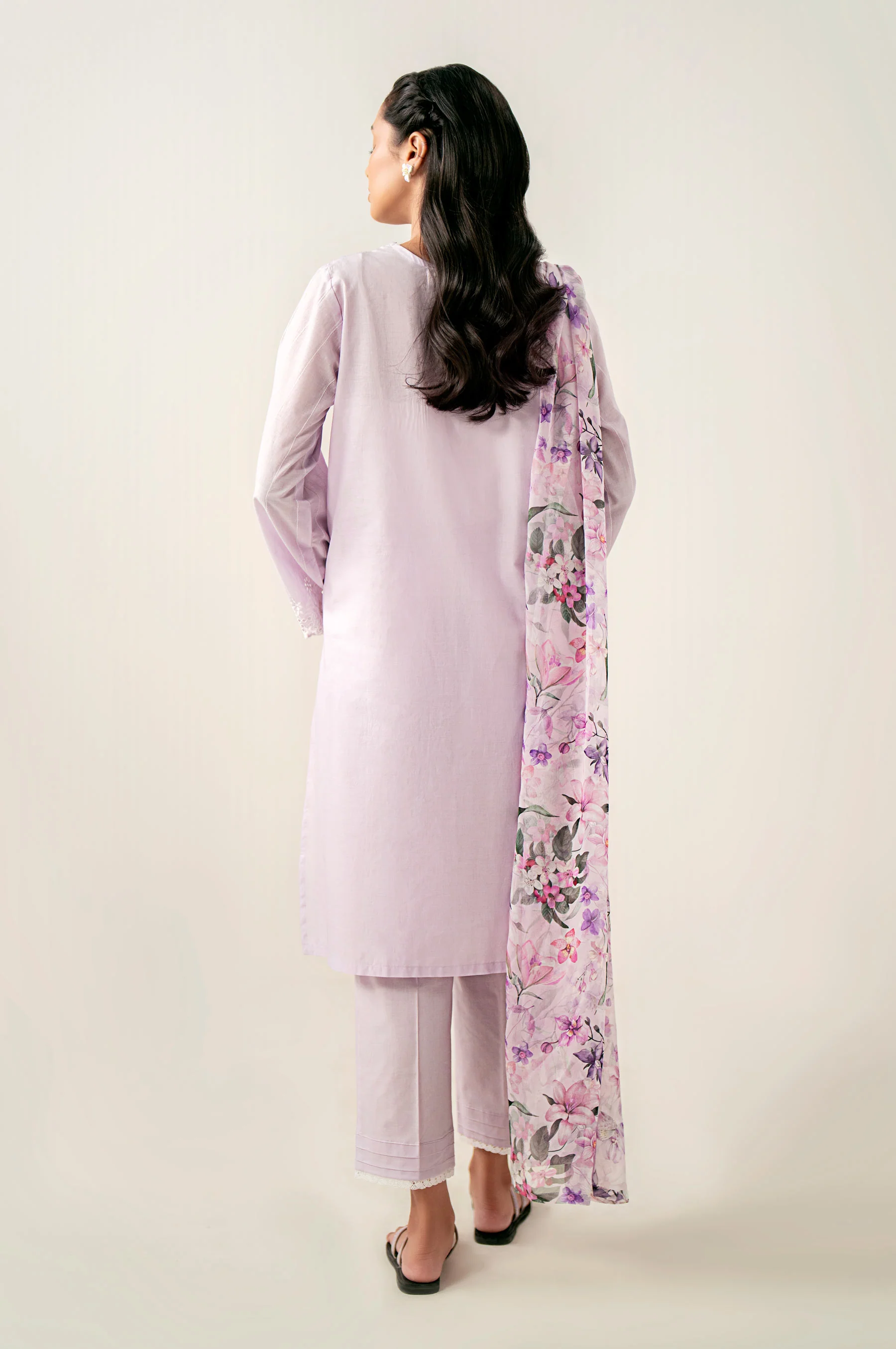 Unstitched 3 Piece Embroidered Chikankari Lawn Suit - Image 5