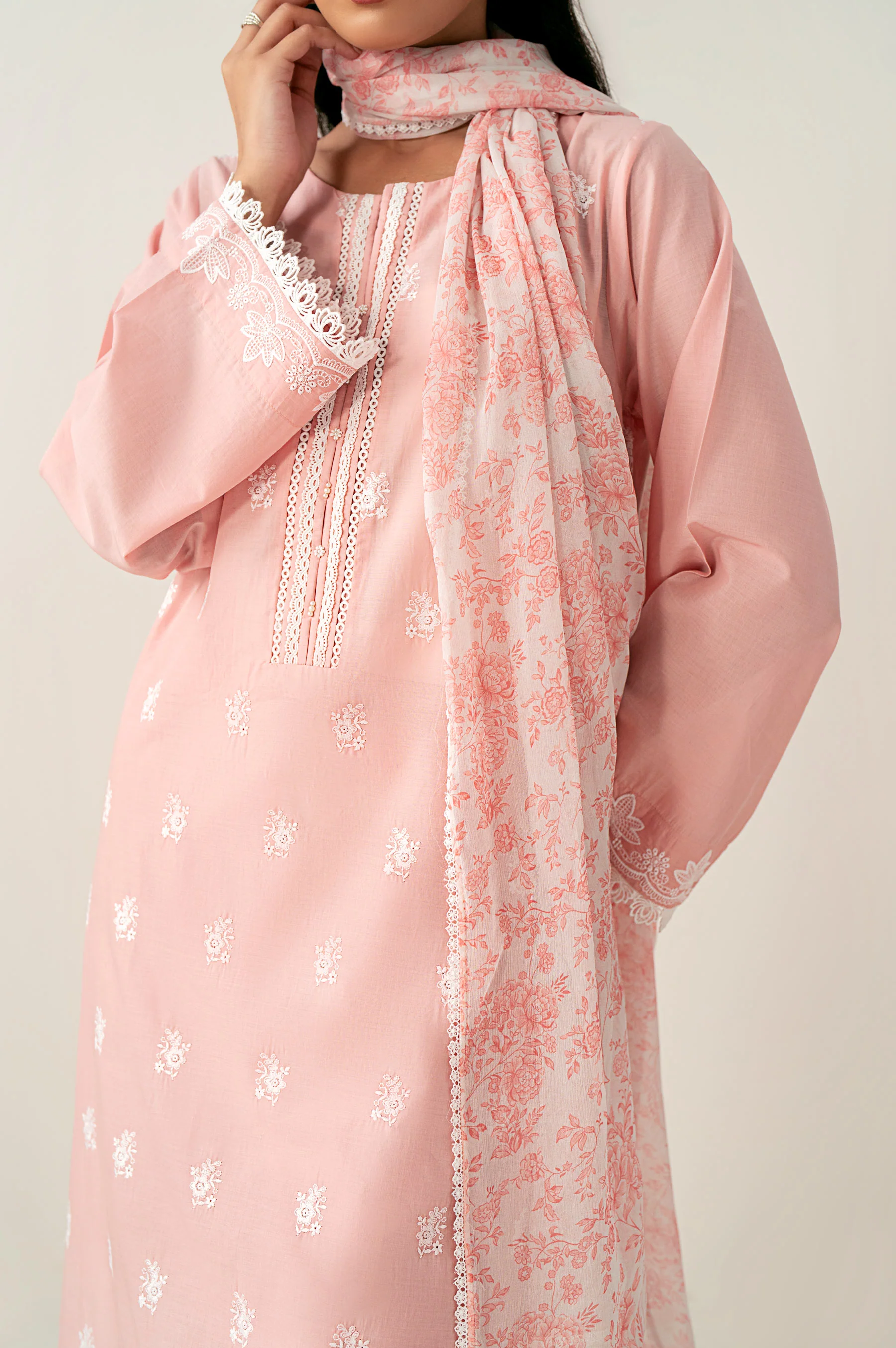 Unstitched 3 Piece Embroidered Chikankari Lawn Suit - Image 6