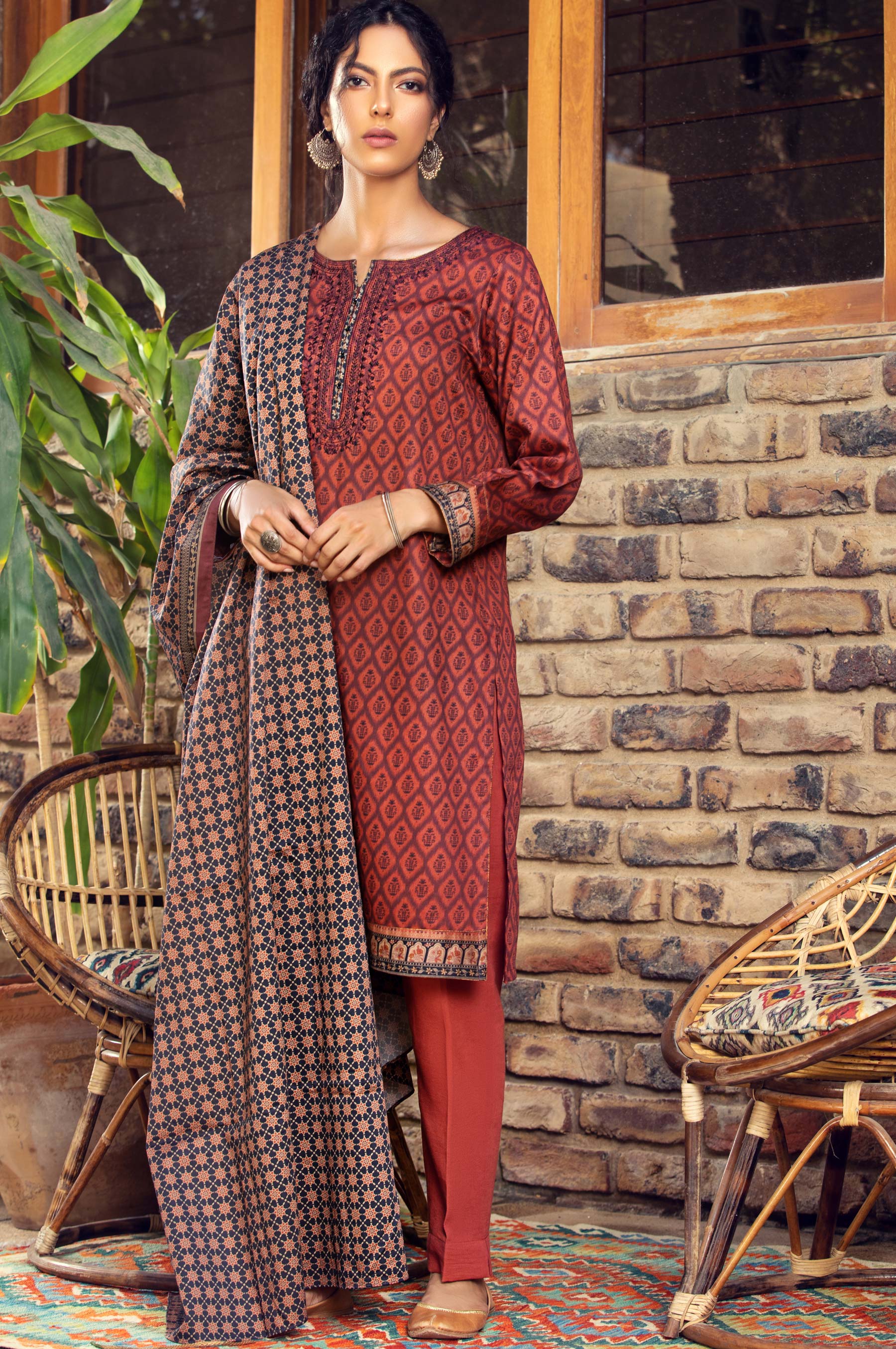 Unstitched 3 Piece Embroidered Cottel Suit