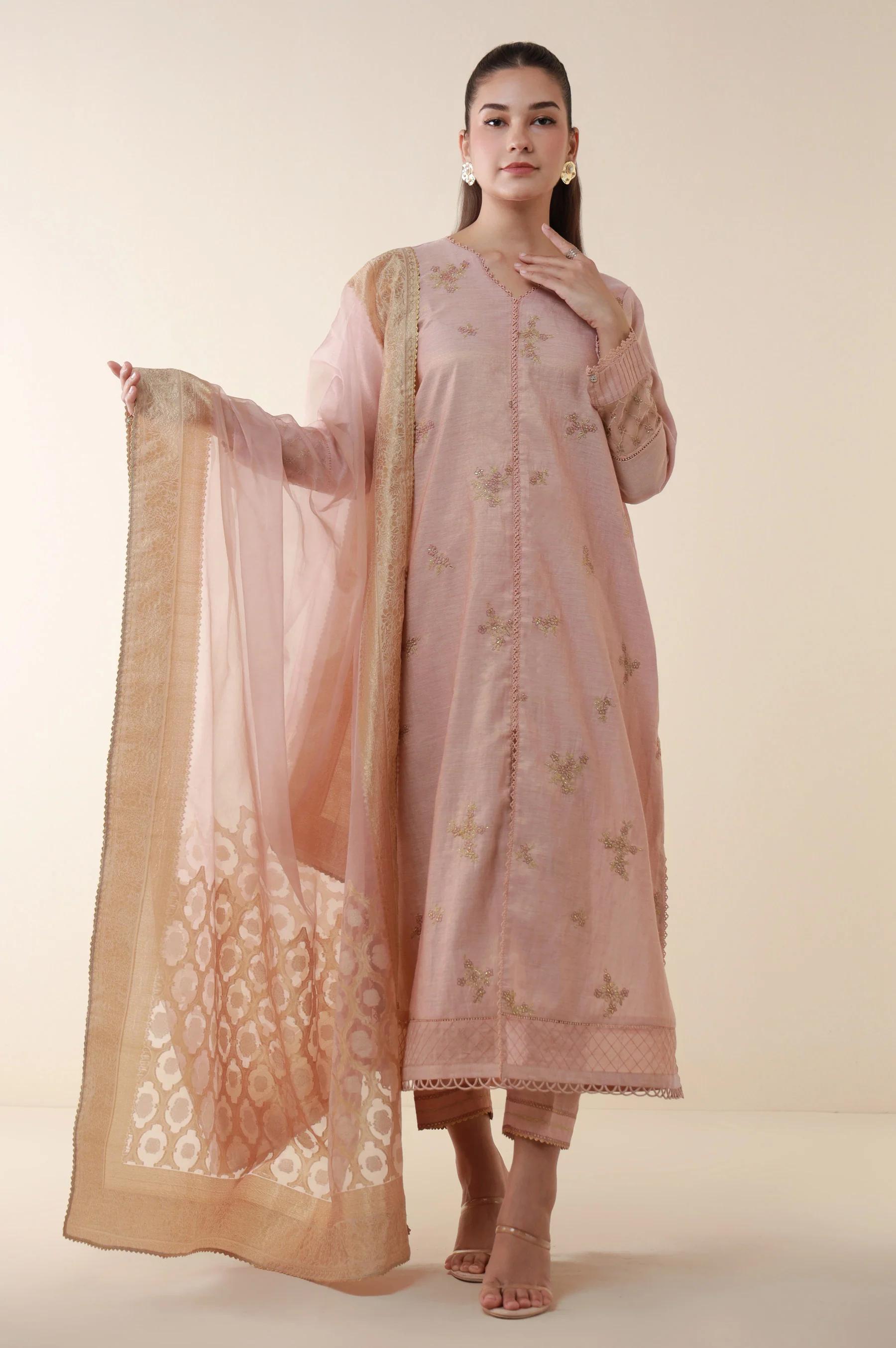 Unstitched 3 Piece Embroidered Cotton Mysuri Suit