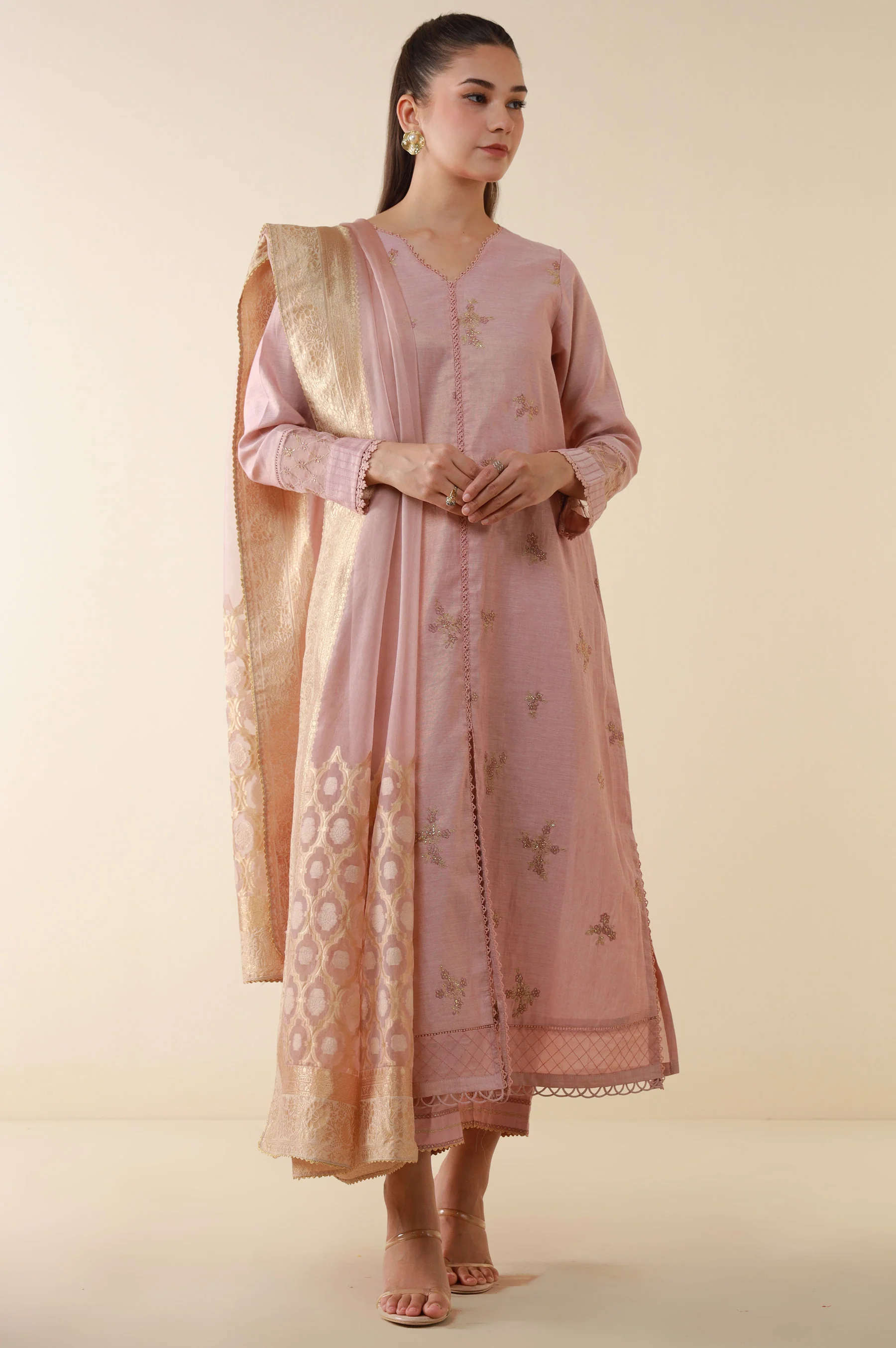Unstitched 3 Piece Embroidered Cotton Mysuri Suit - Image 2