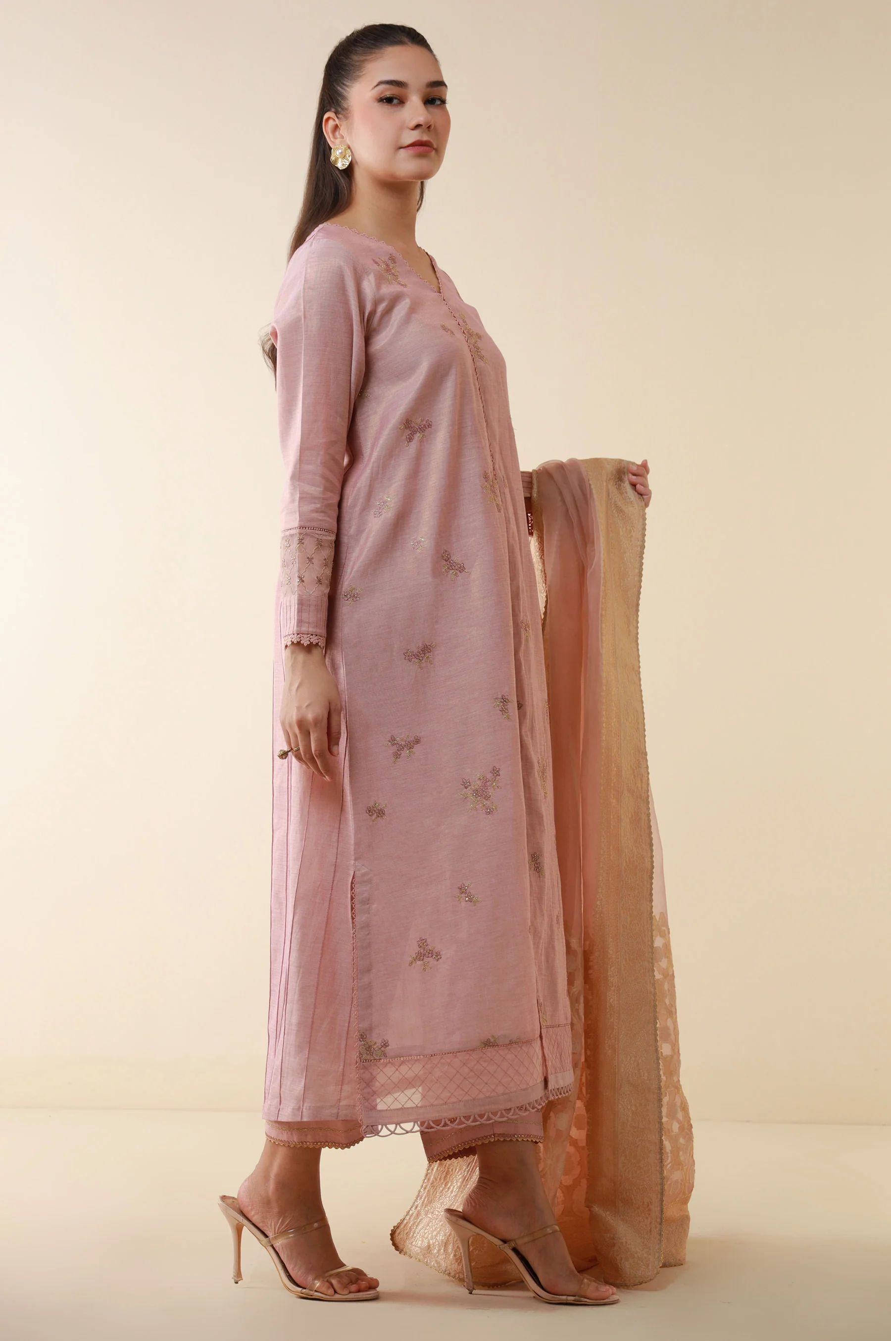 Unstitched 3 Piece Embroidered Cotton Mysuri Suit - Image 5