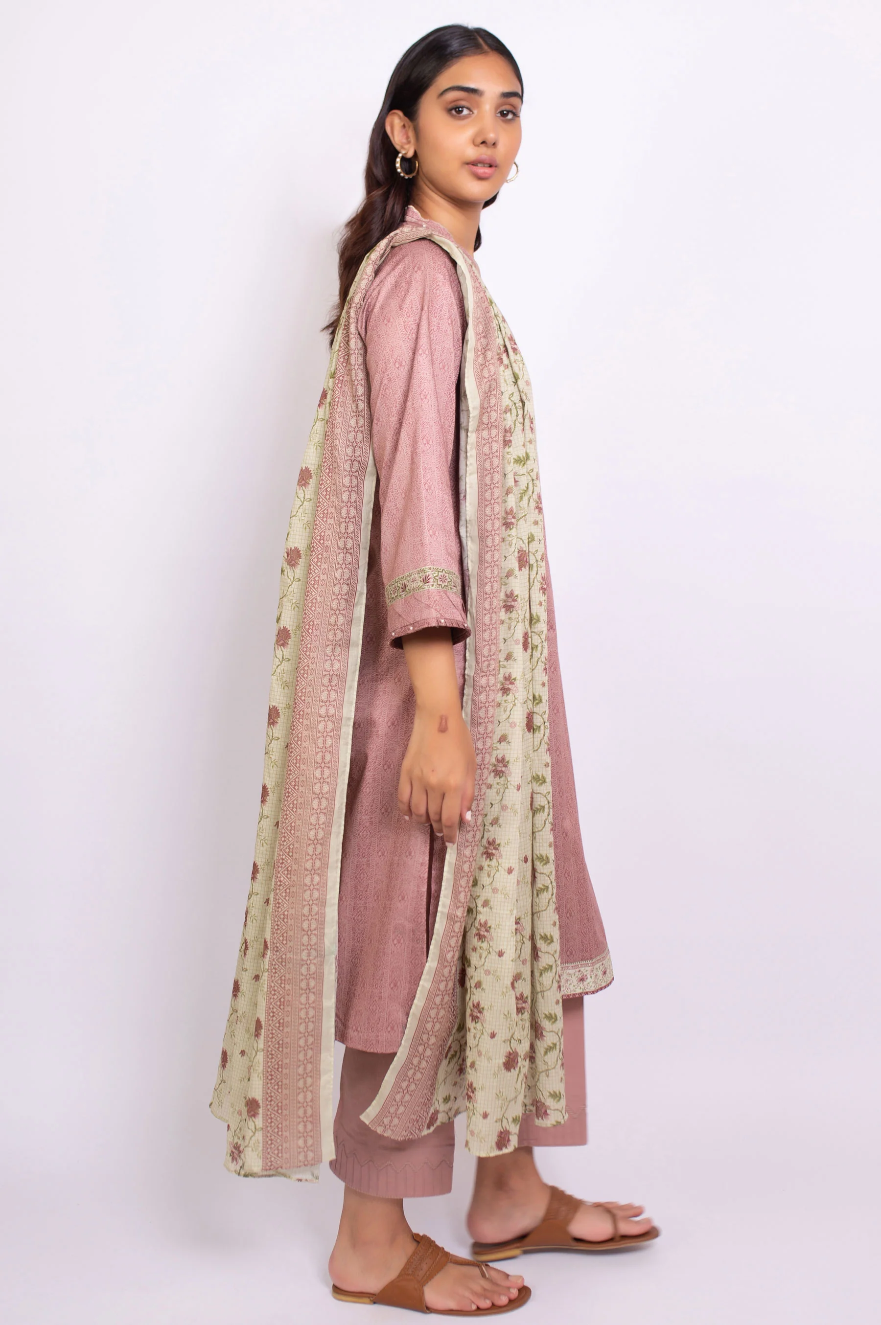 Unstitched 3 Piece Embroidered Doria Linen Viscose Suit - Image 3