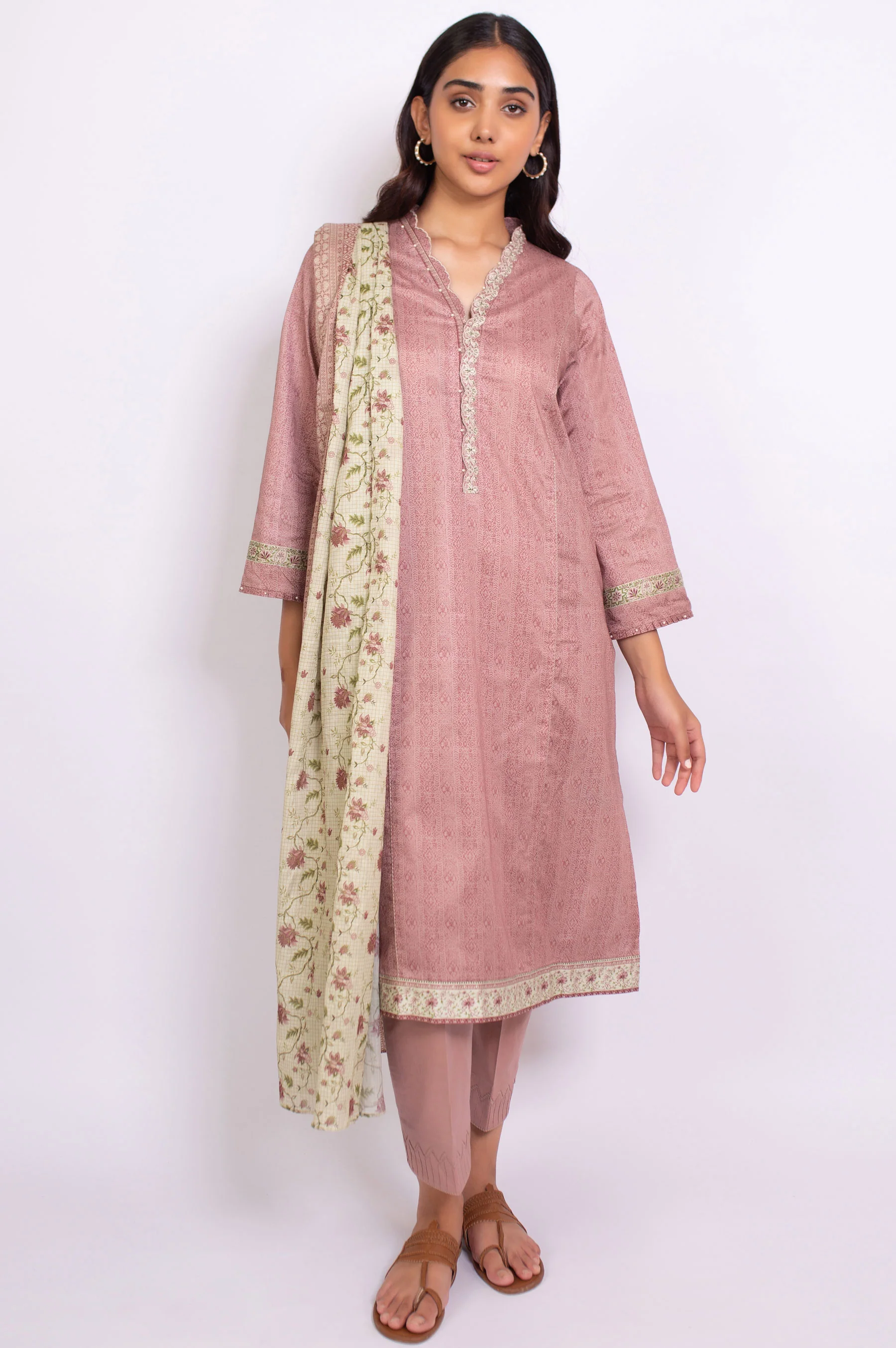 Unstitched 3 Piece Embroidered Doria Linen Viscose Suit - Image 4