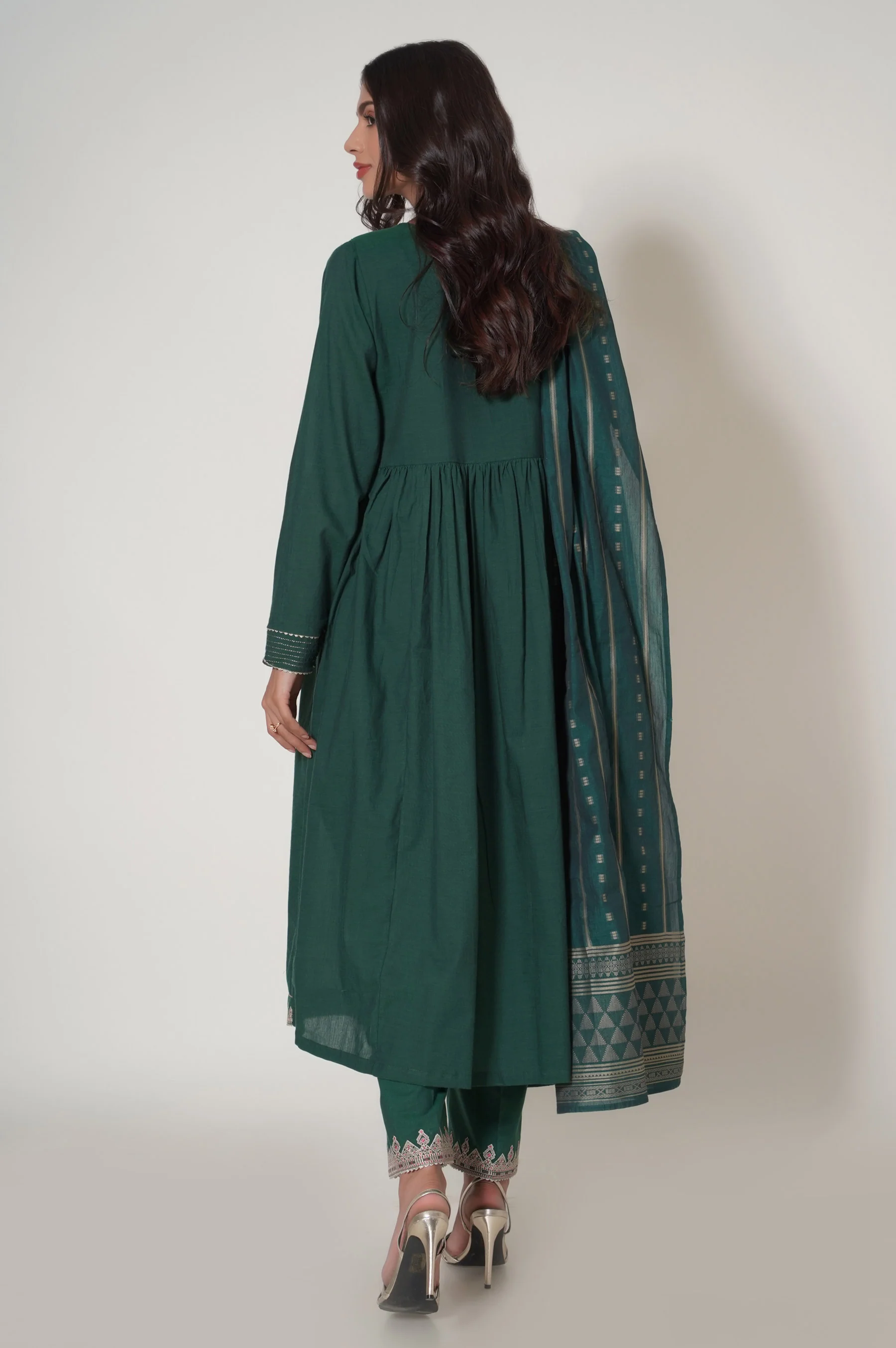 Unstitched 3 Piece Embroidered Yarn Dyed Suit - Image 3