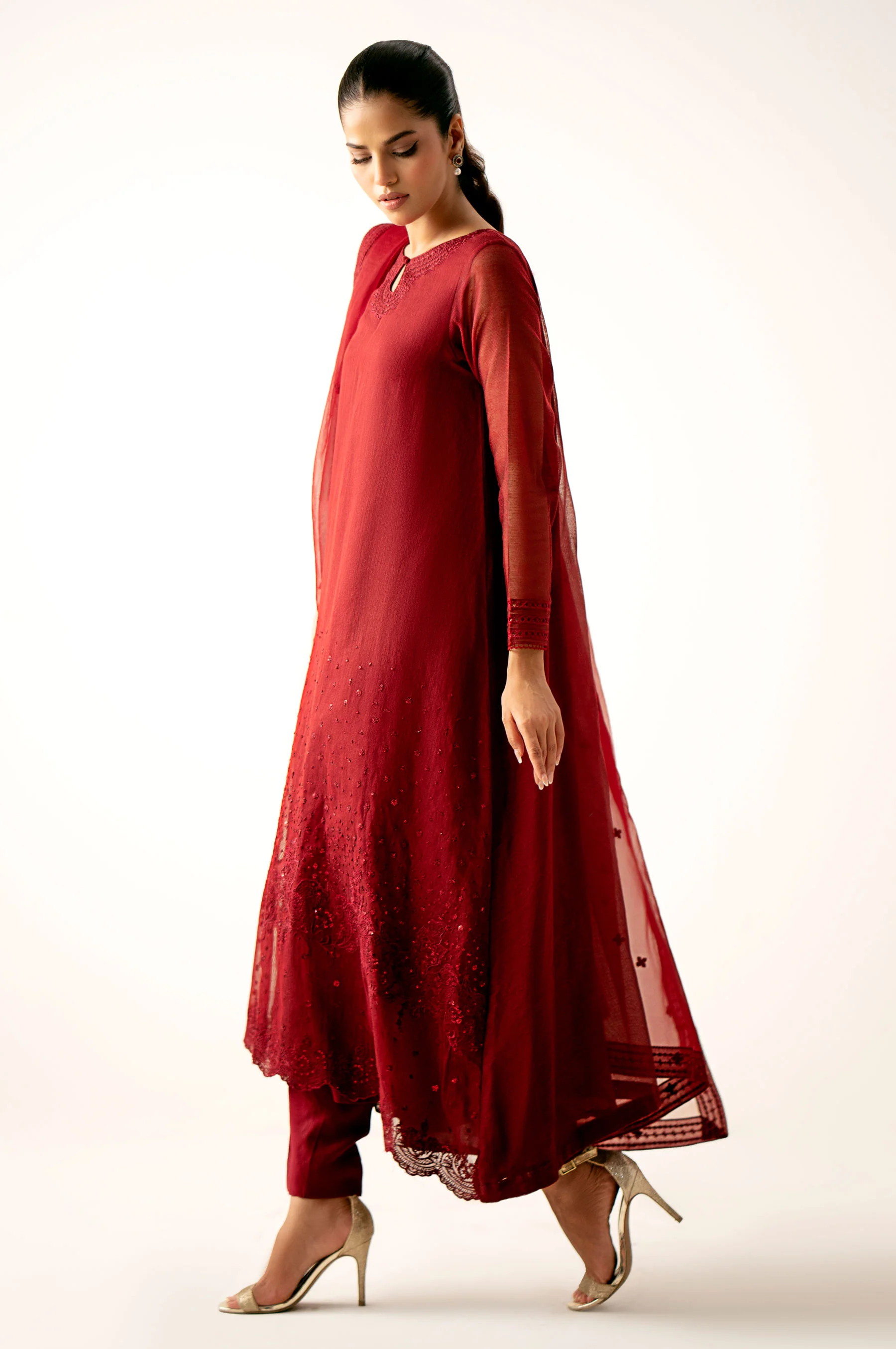 Unstitched 3 Piece Embroidered Khaadi Net Suit - Image 6