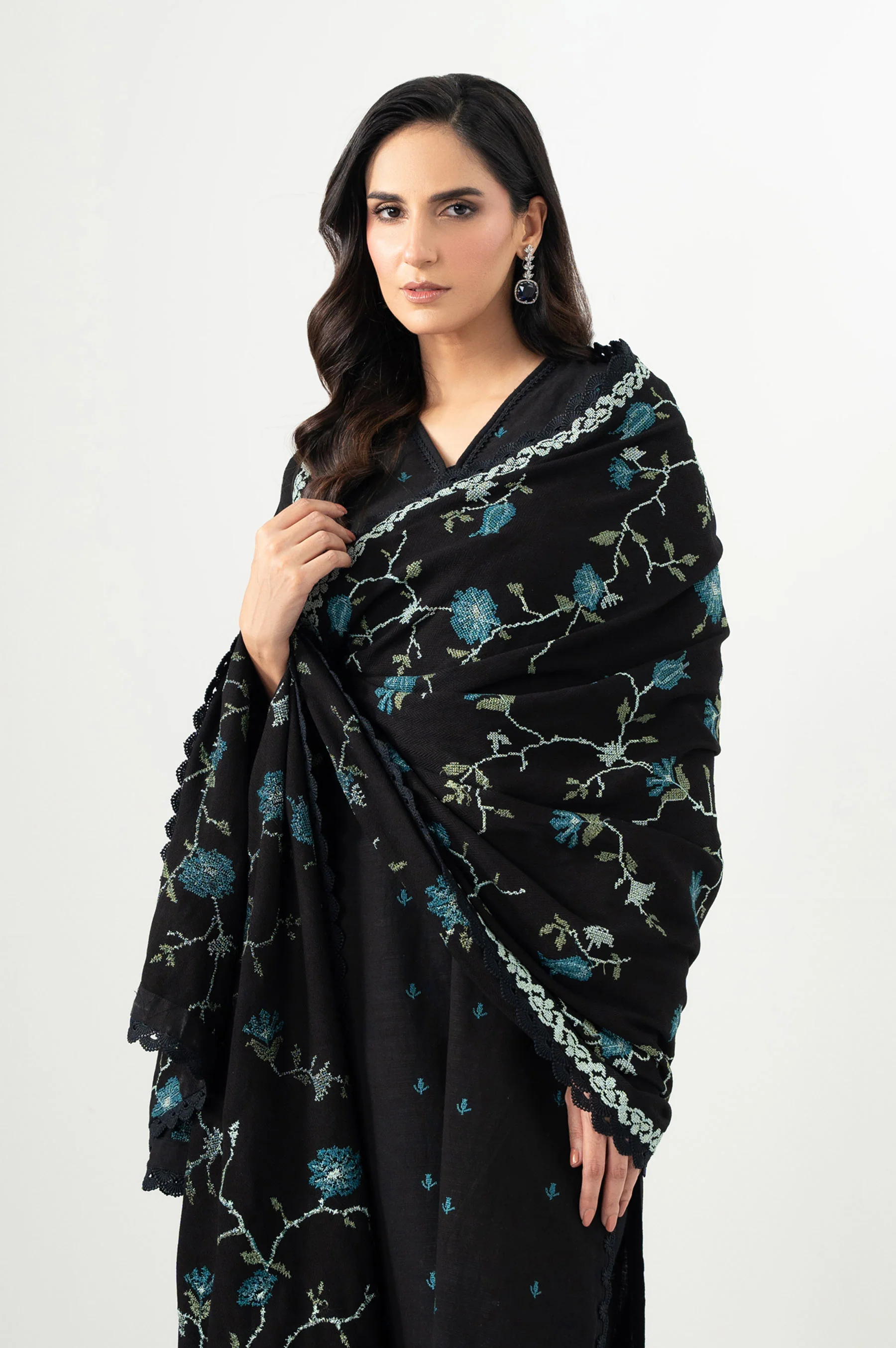 Unstitched 3 Piece Embroidered Khaddar Suit - Image 2