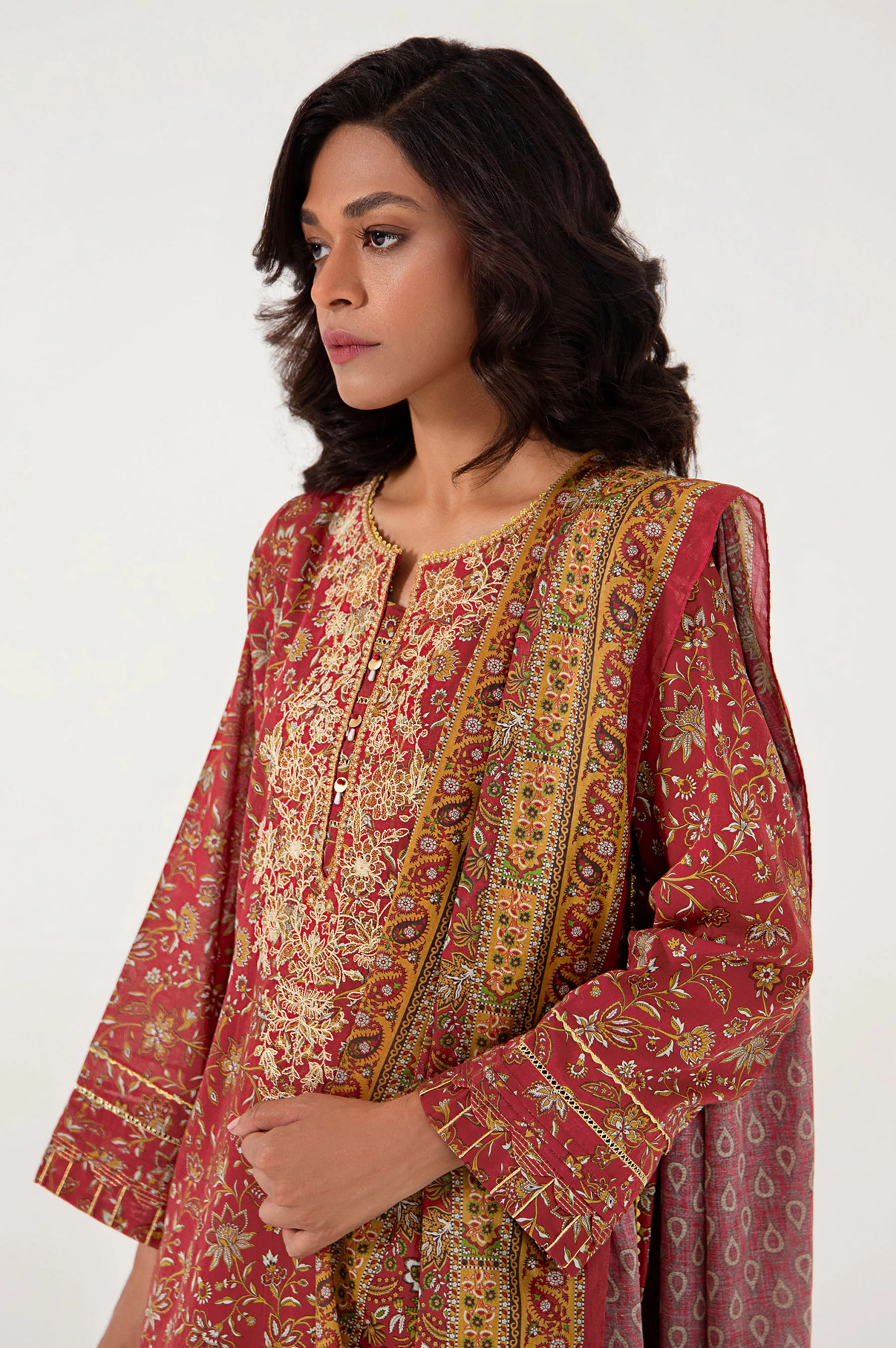 Unstitched 3 Piece Embroidered Lawn Suit