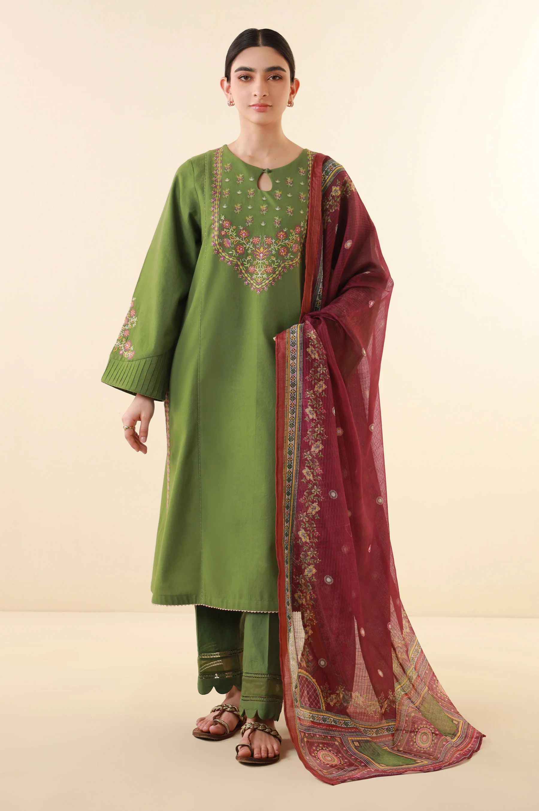 Unstitched 3 Piece Embroidered Lawn Suit