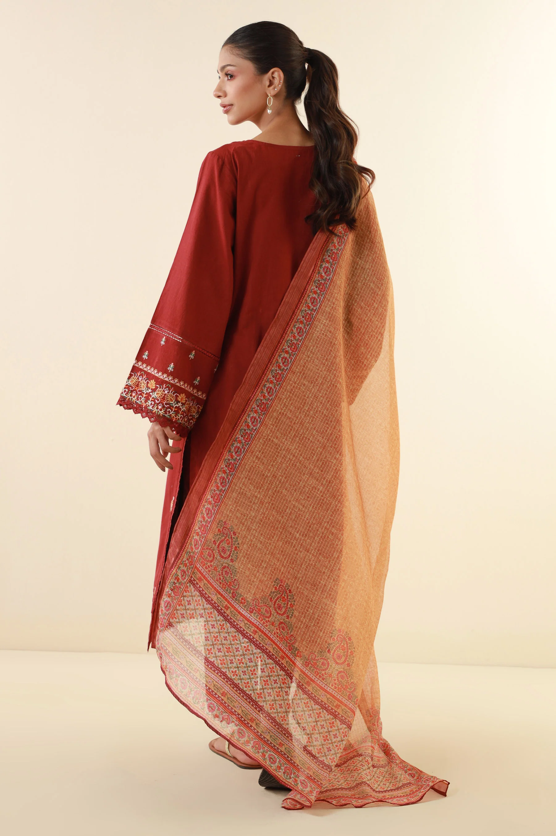 Unstitched 3 Piece Embroidered Lawn Suit - Image 2