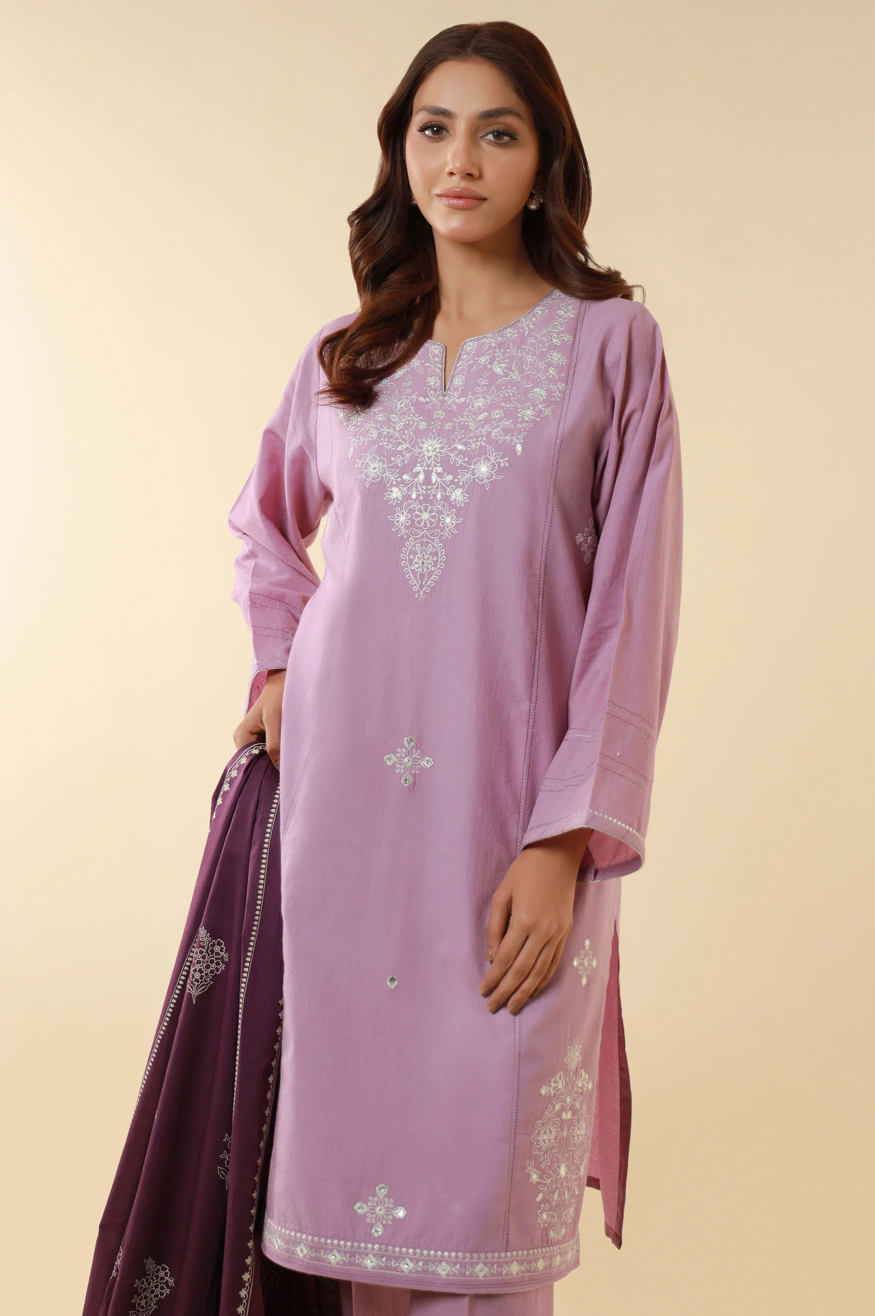 Unstitched 3 Piece Embroidered Lawn Suit - Image 4