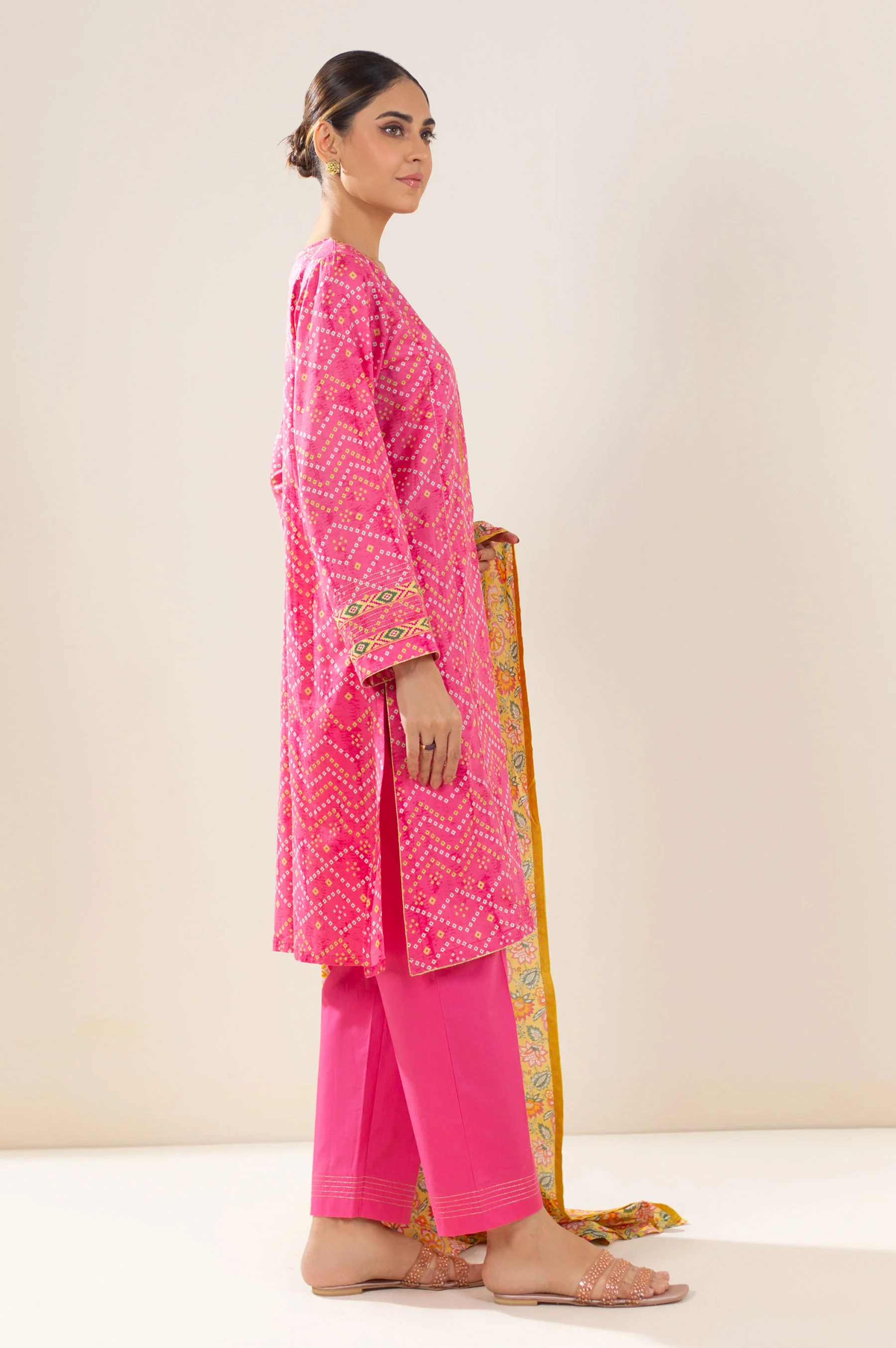 Unstitched 3 Piece Embroidered Lawn Suit - Image 3