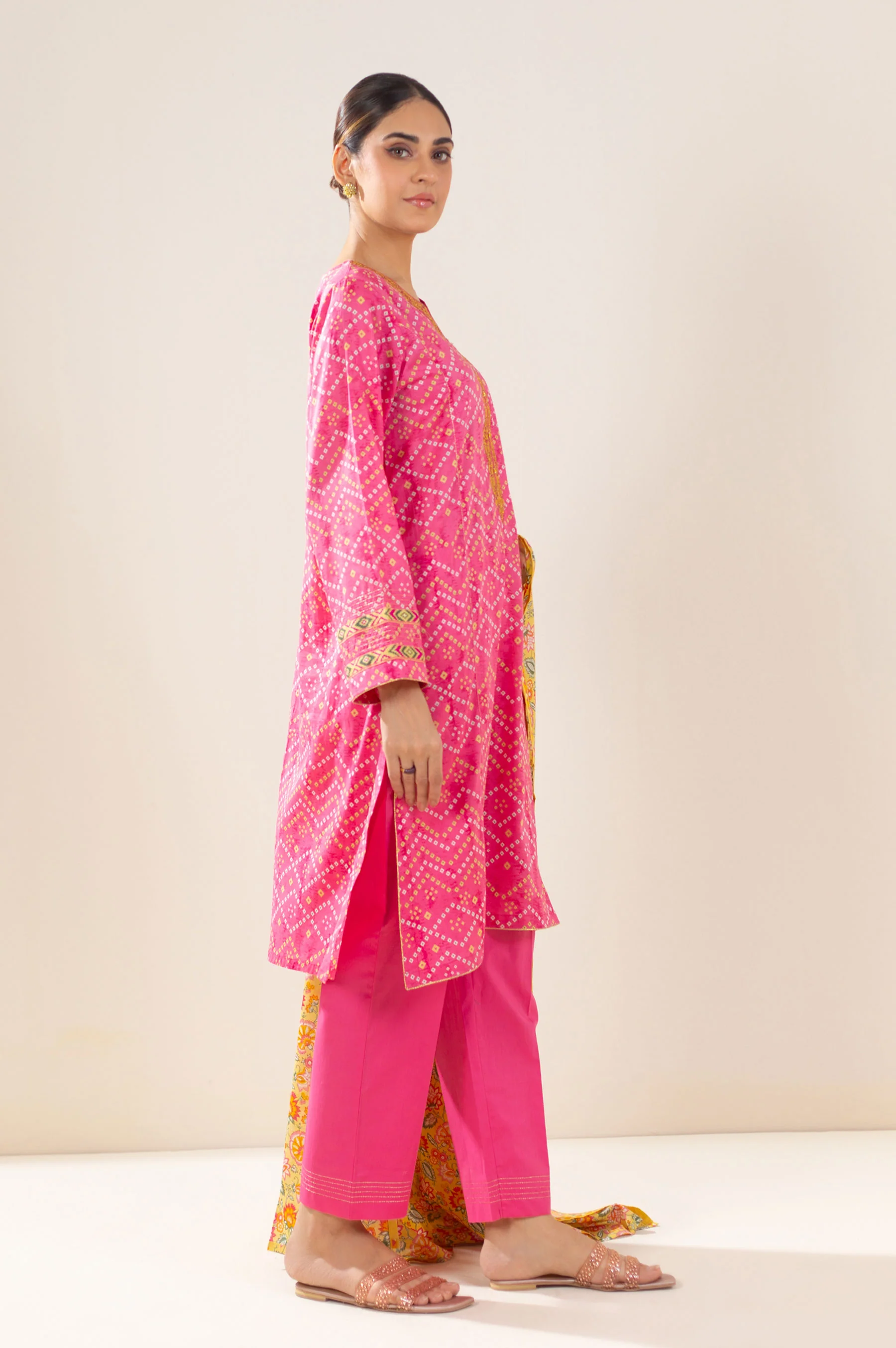 Unstitched 3 Piece Embroidered Lawn Suit - Image 5