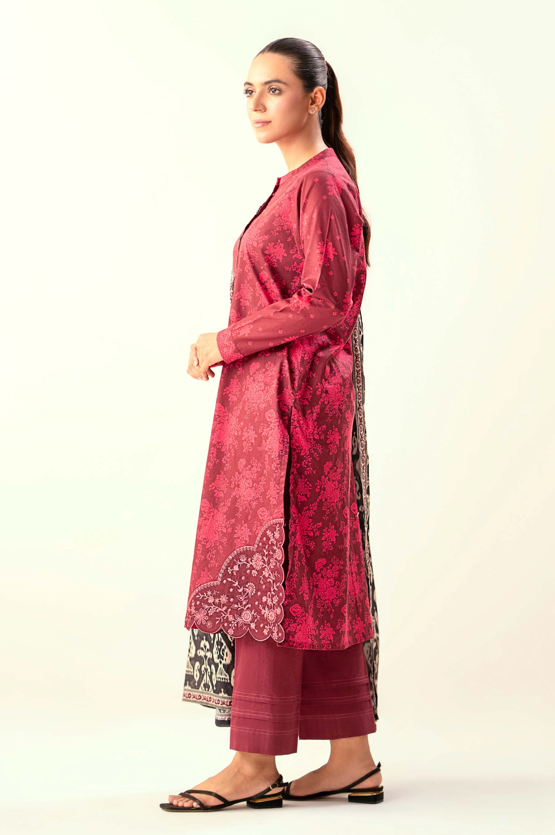 Unstitched 3 Piece Embroidered Lawn Suit - Image 3