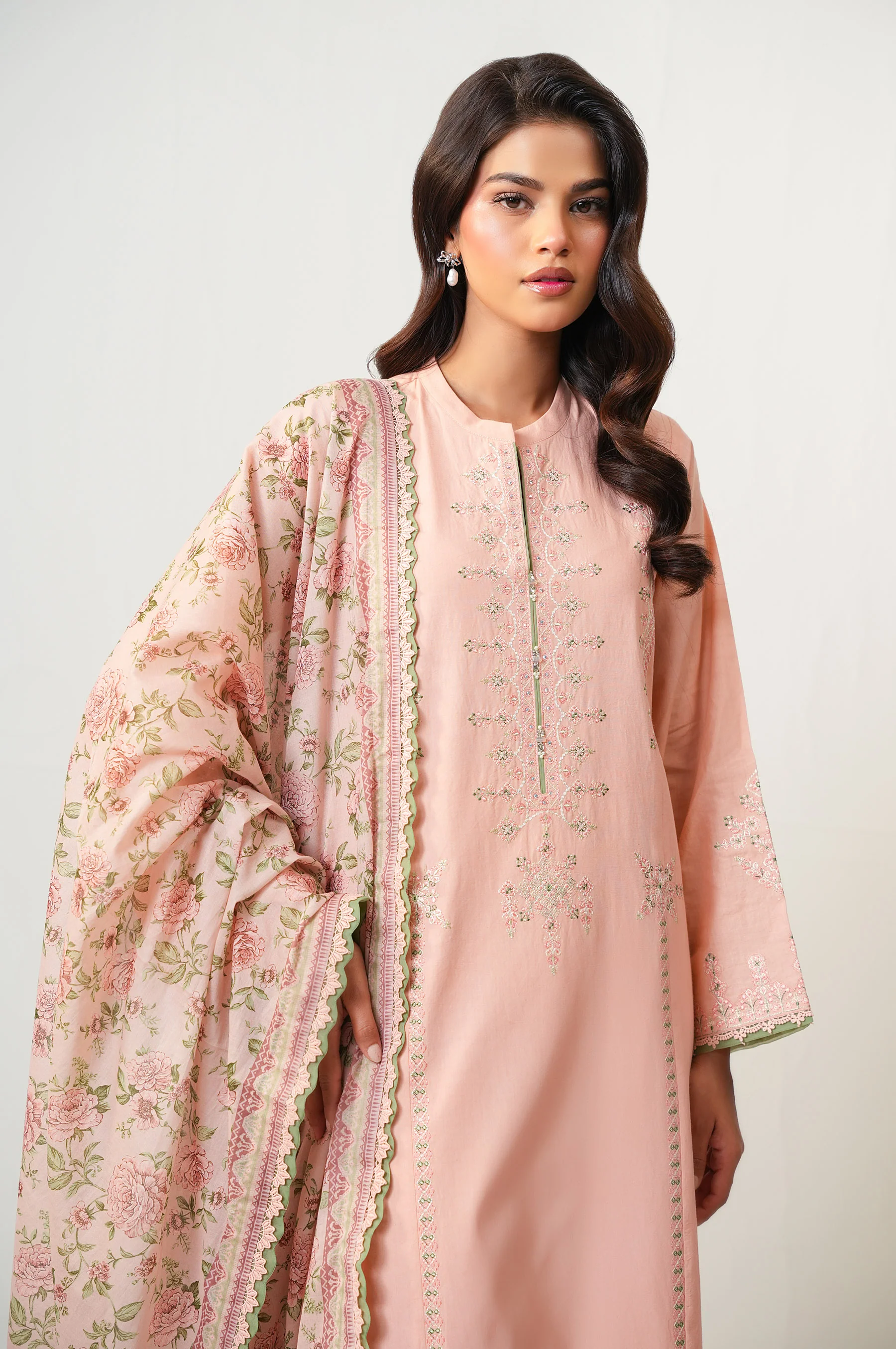 Unstitched 3 Piece Embroidered Lawn Suit - Image 2