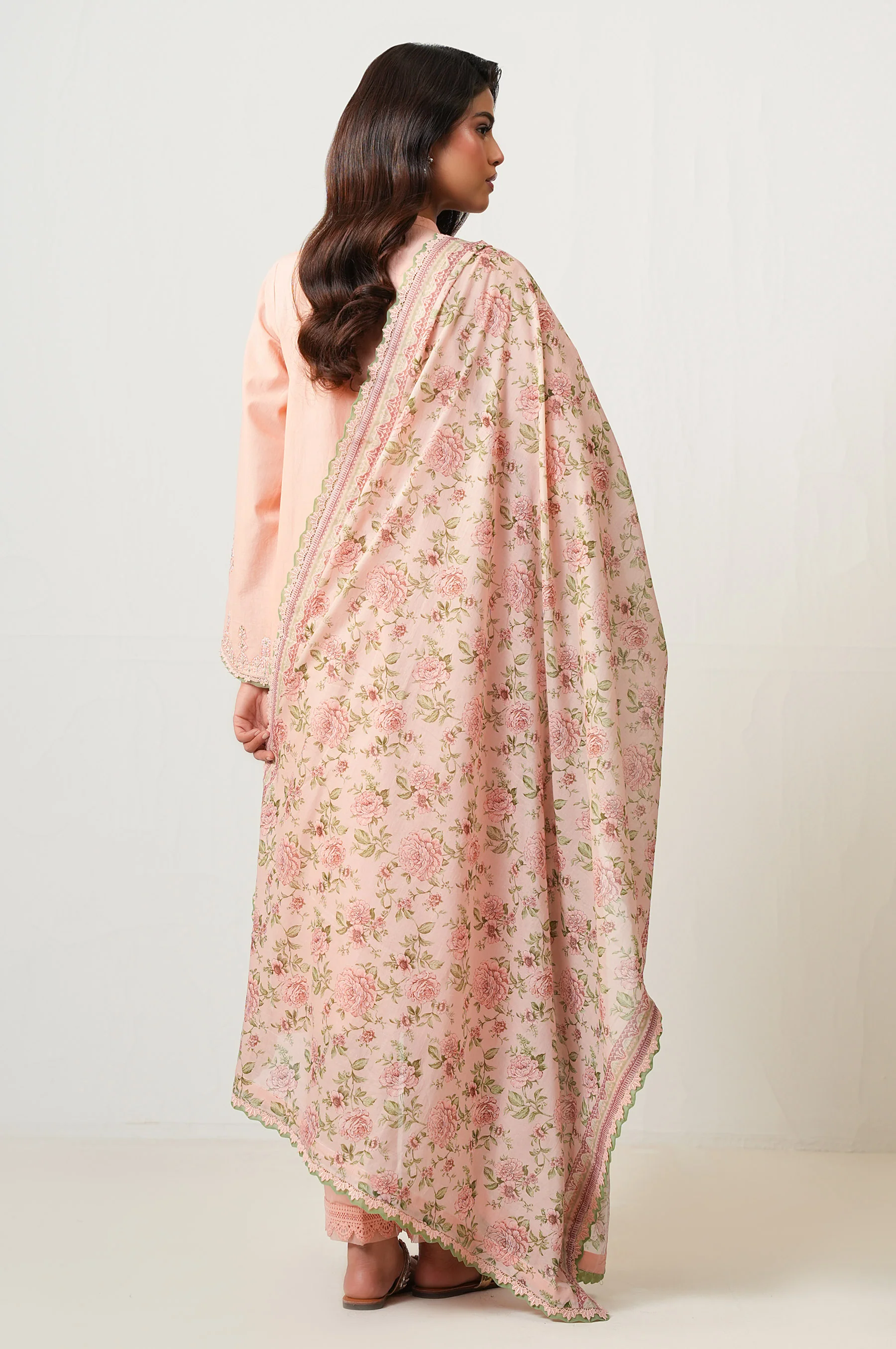 Unstitched 3 Piece Embroidered Lawn Suit - Image 4