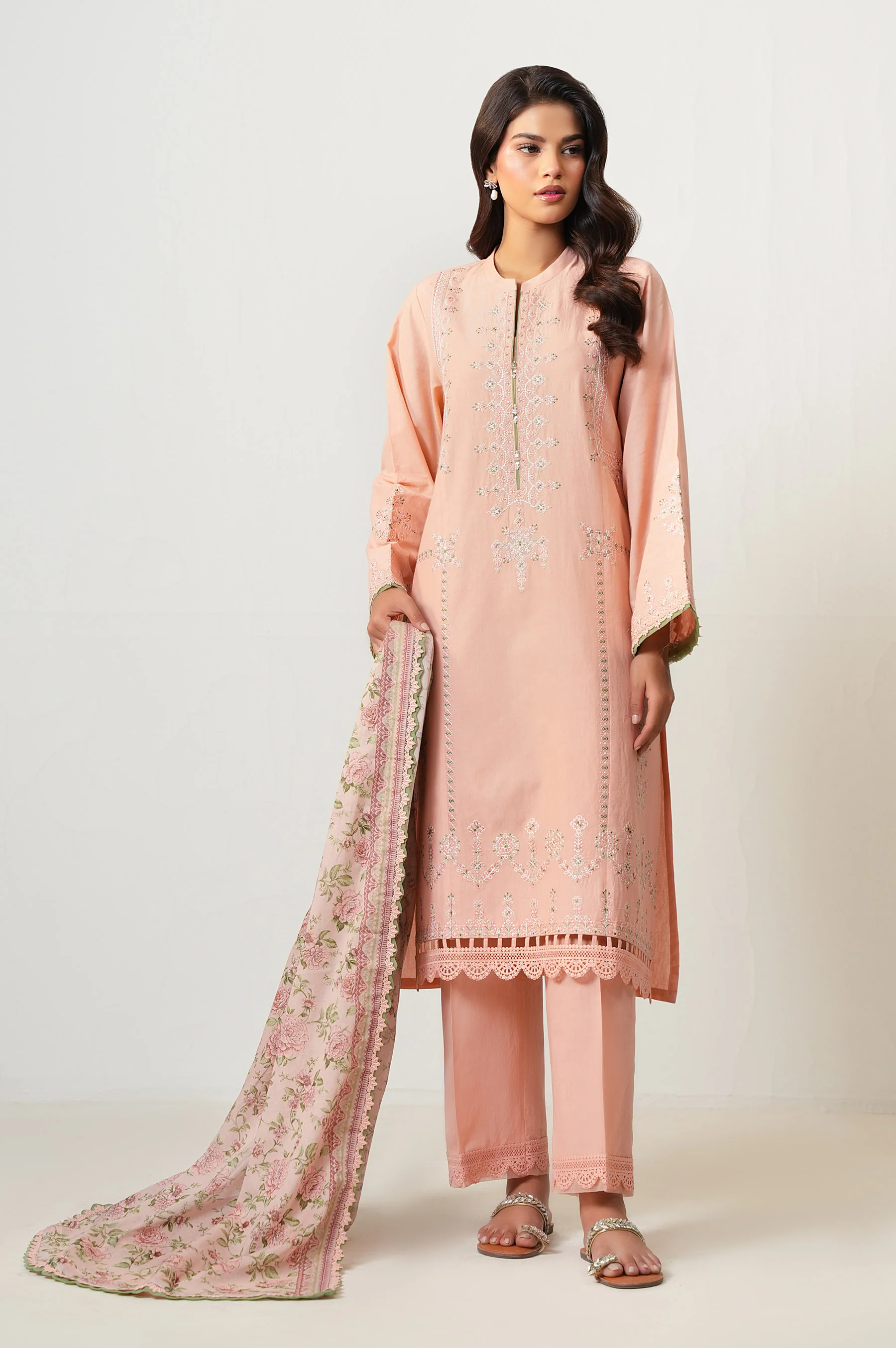 Unstitched 3 Piece Embroidered Lawn Suit - Image 6