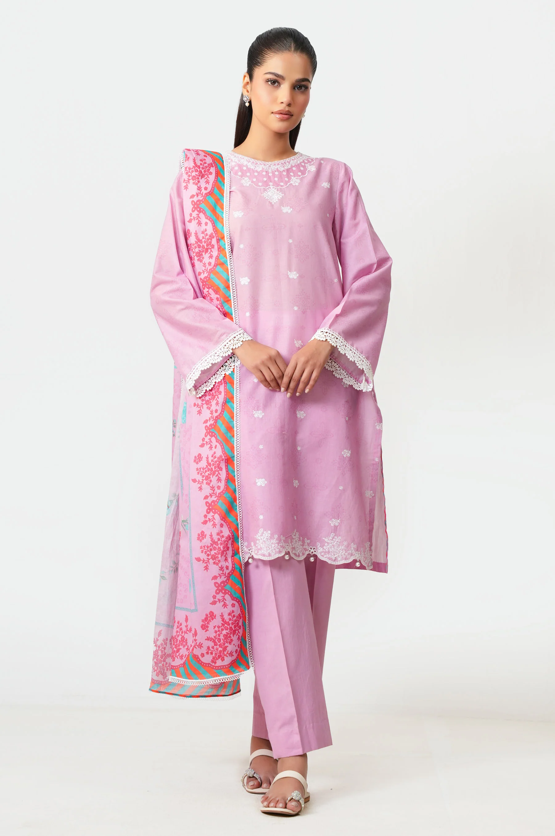 UNSTITCHED EMBROIDERED SUIT