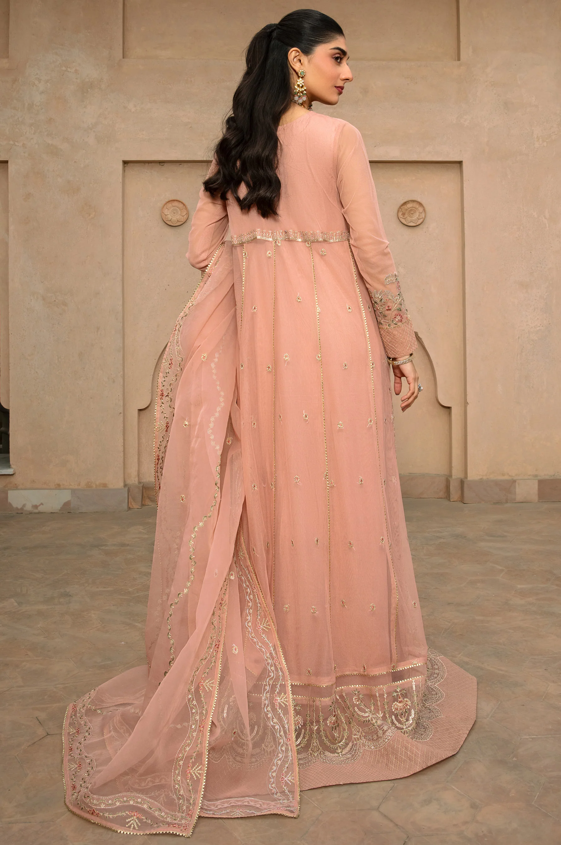 Unstitched 3 Piece Embroidered Net Suit - Image 3