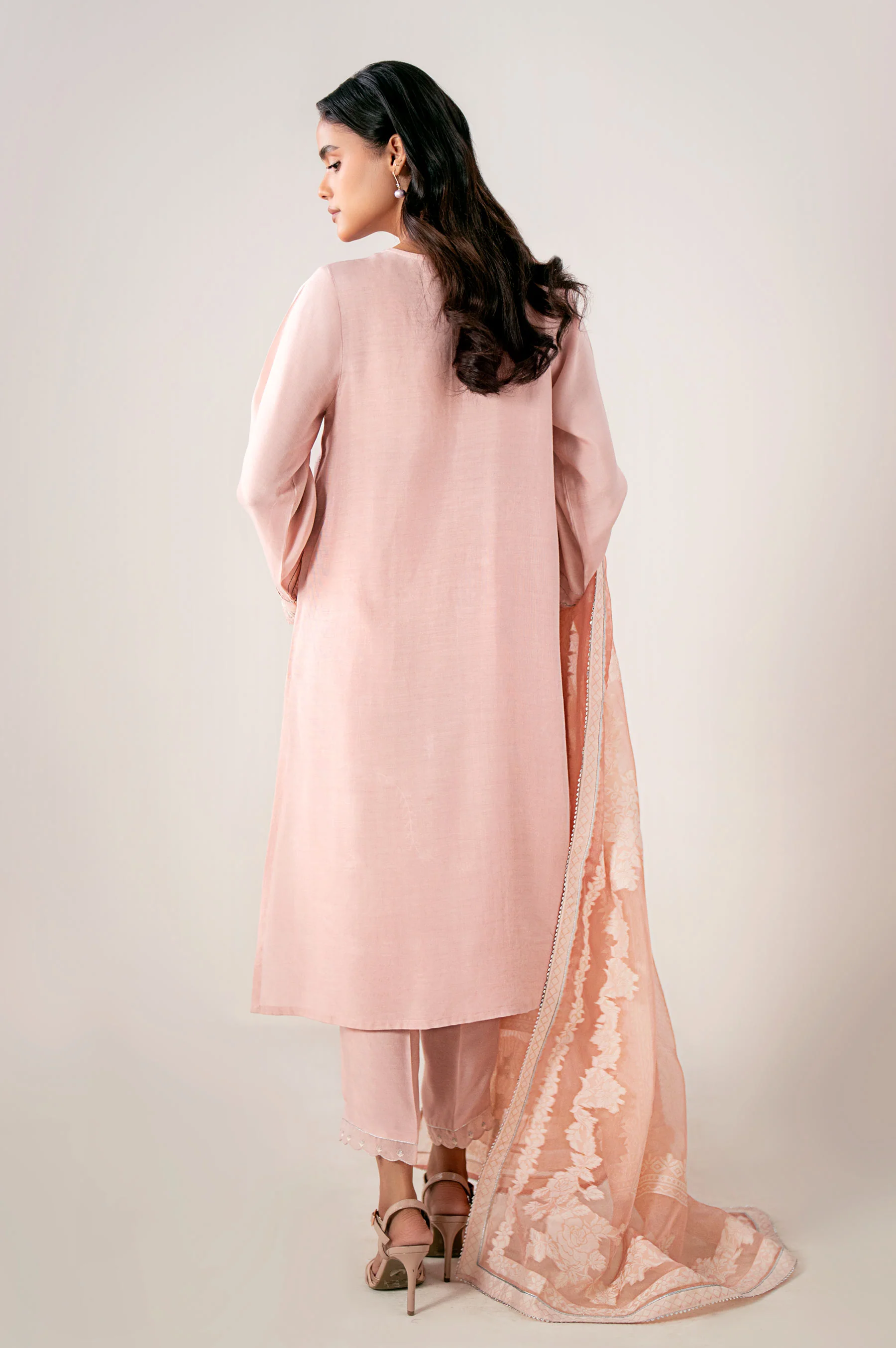 Unstitched 3 Piece Embroidered Oak Silk Shirt with Cotton Net Jacquard Dupatta - Image 4