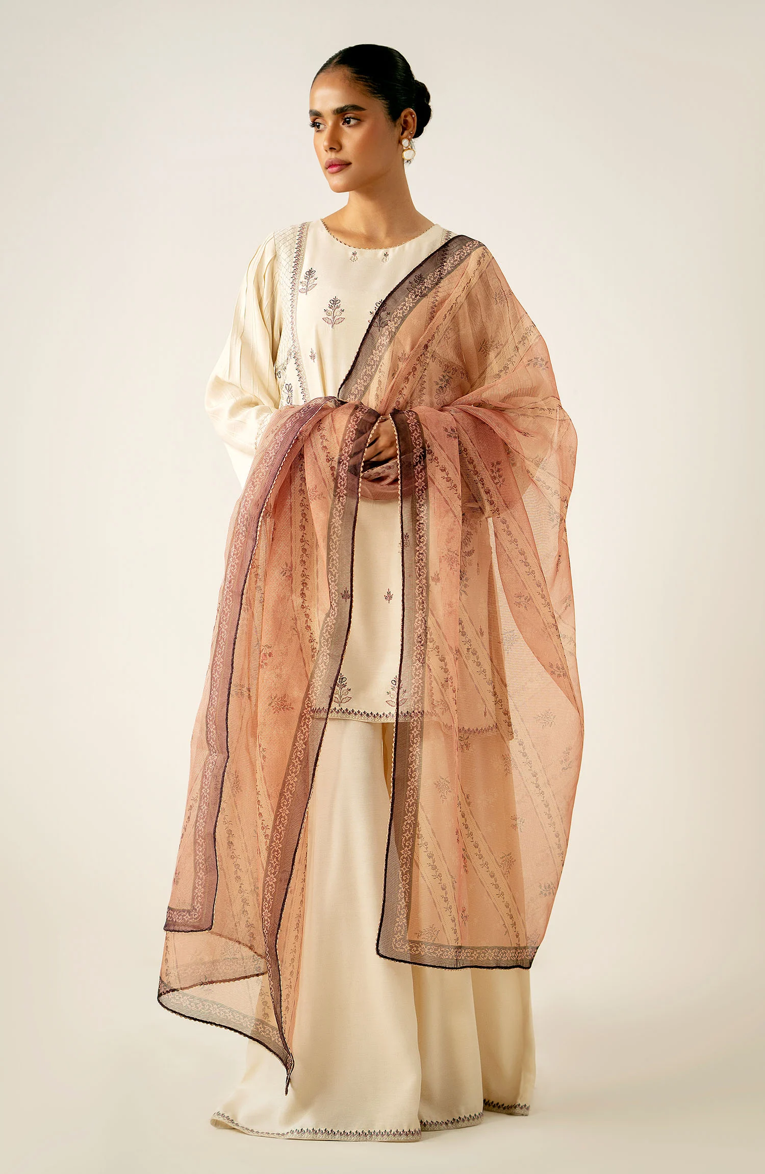 Unstitched 3 Piece Embroidered Oak Silk Suit - Image 2
