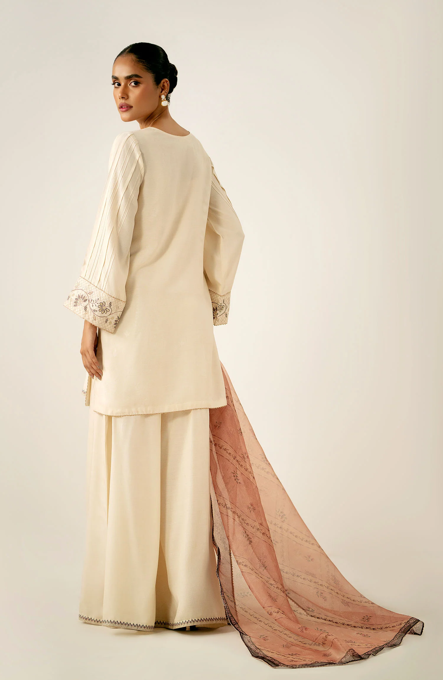 Unstitched 3 Piece Embroidered Oak Silk Suit - Image 6