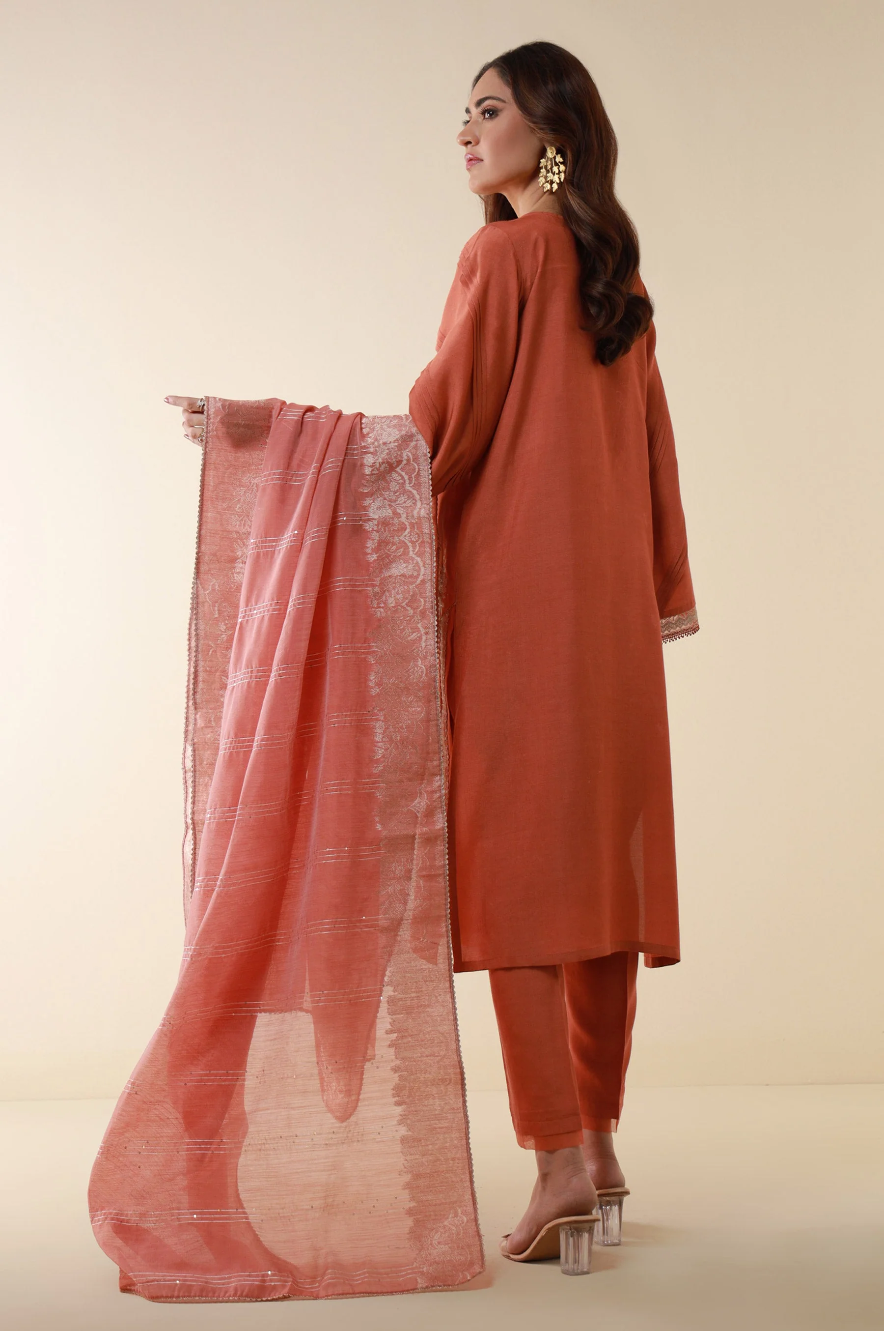 Unstitched 3 Piece Embroidered Oak Silk Suit - Image 5