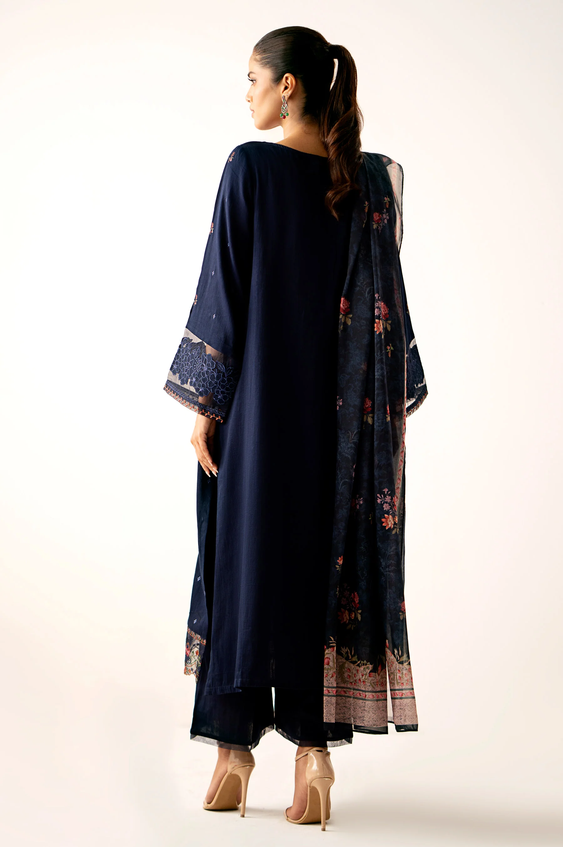 Unstitched 3 Piece Embroidered Oak Silk Suit - Image 6