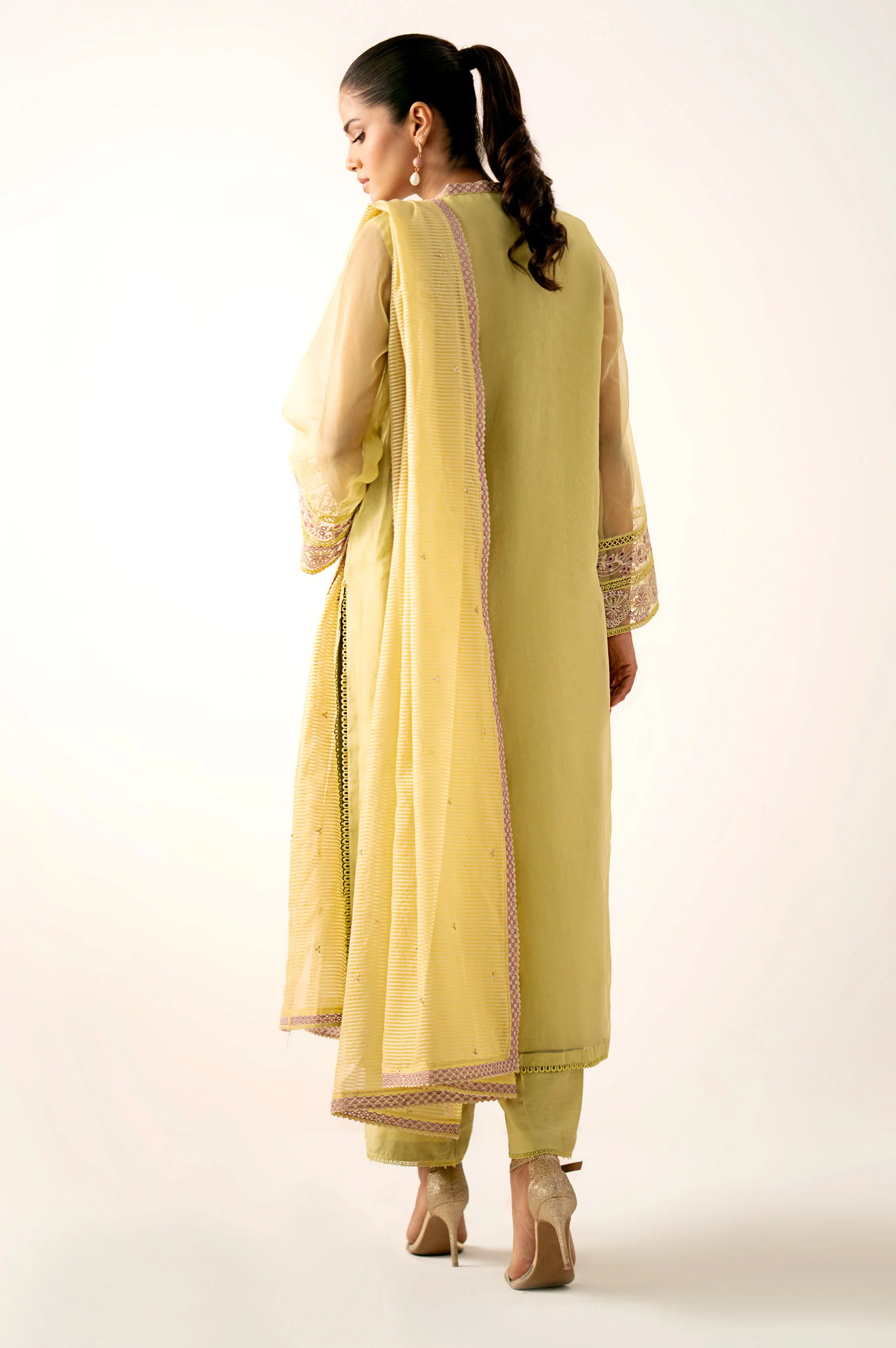 Unstitched 3 Piece Embroidered Organza Suit - Image 6