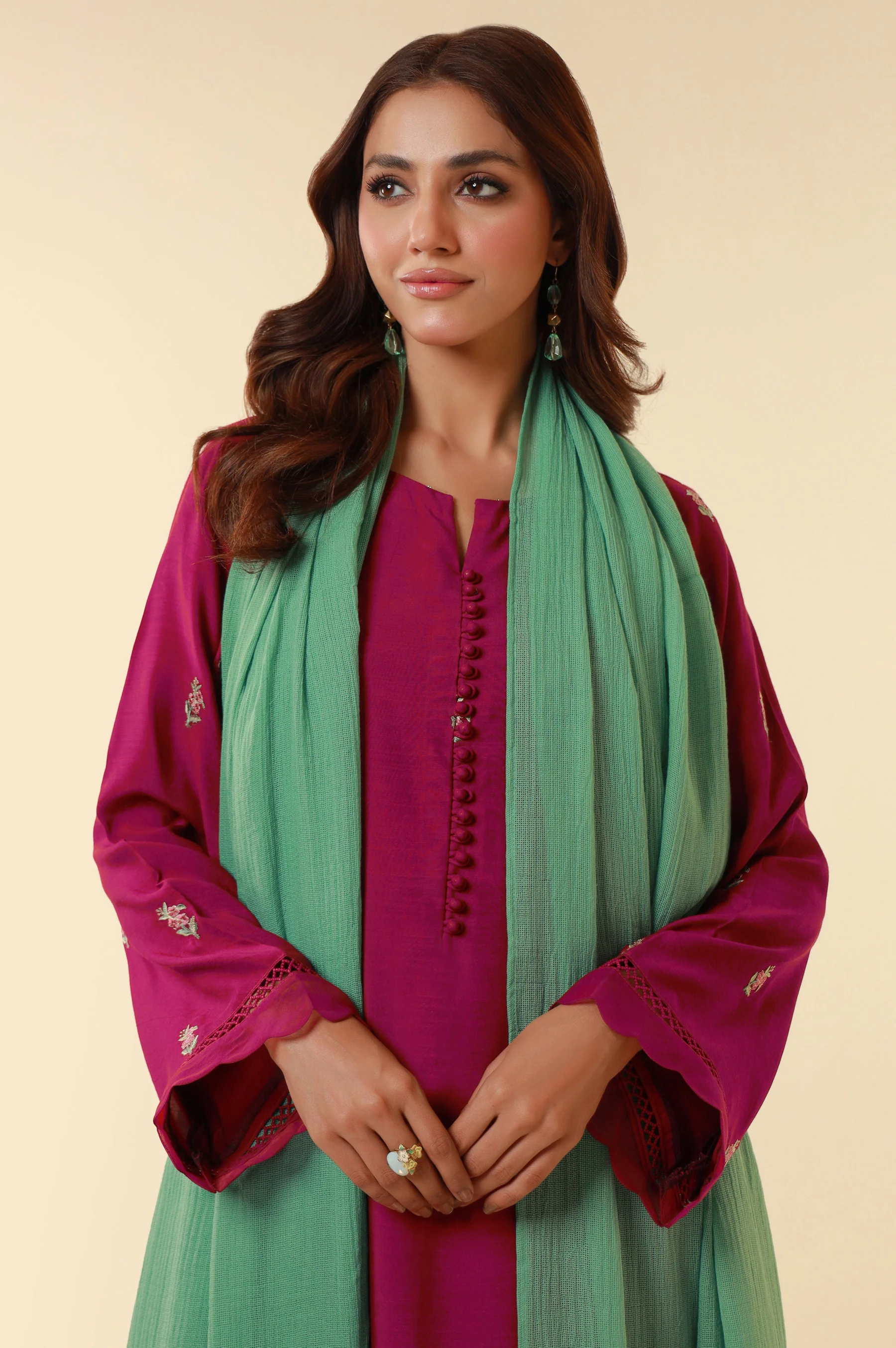 Unstitched 3 Piece Embroidered Raw Silk Suit - Image 6