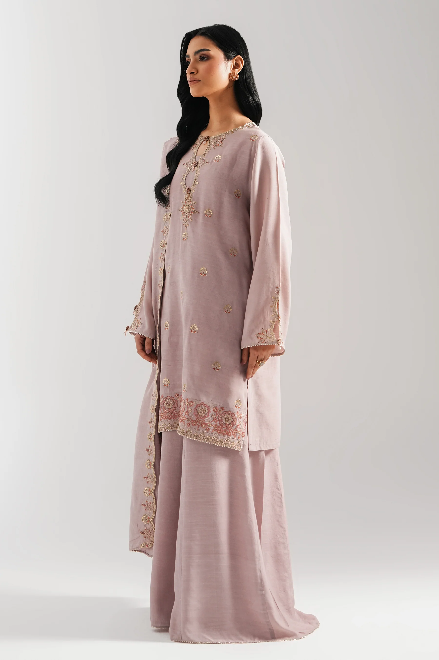 EMBROIDERED RAW SILK UNSTITCHED 3 PIECE SUIT - Image 3