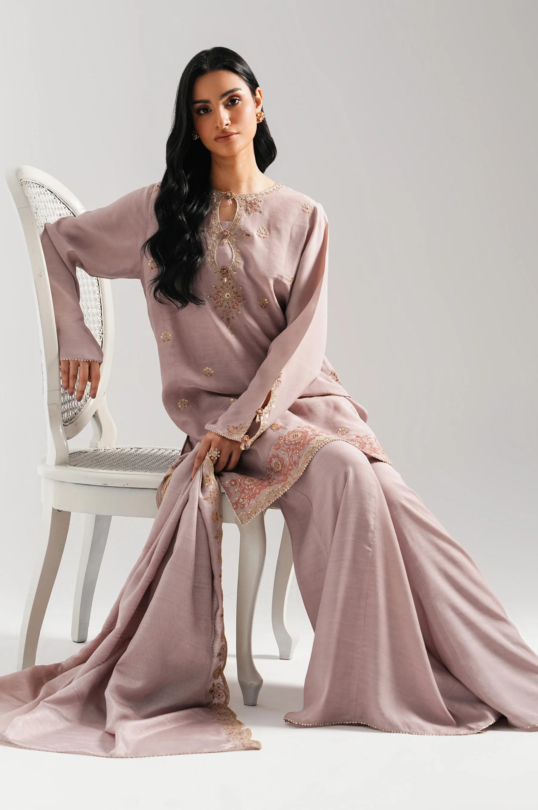 EMBROIDERED RAW SILK UNSTITCHED 3 PIECE SUIT - Image 5