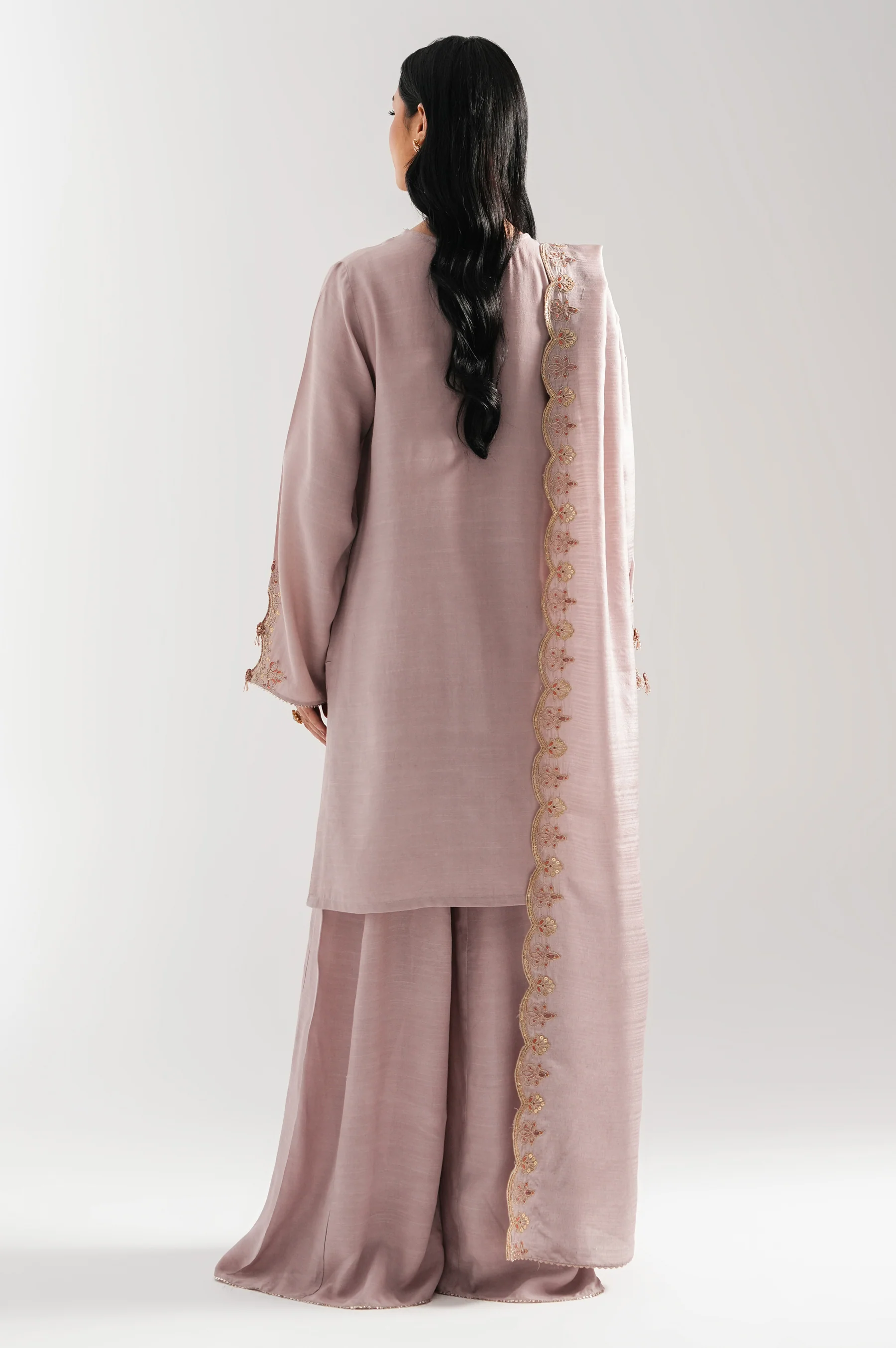 EMBROIDERED RAW SILK UNSTITCHED 3 PIECE SUIT - Image 6
