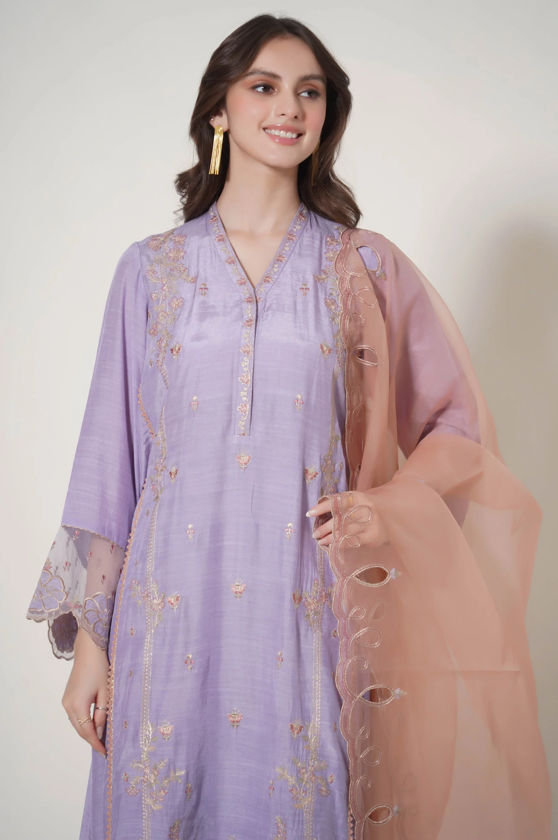 Unstitched 3 Piece Embroidered Raw Silk Suit - Image 2