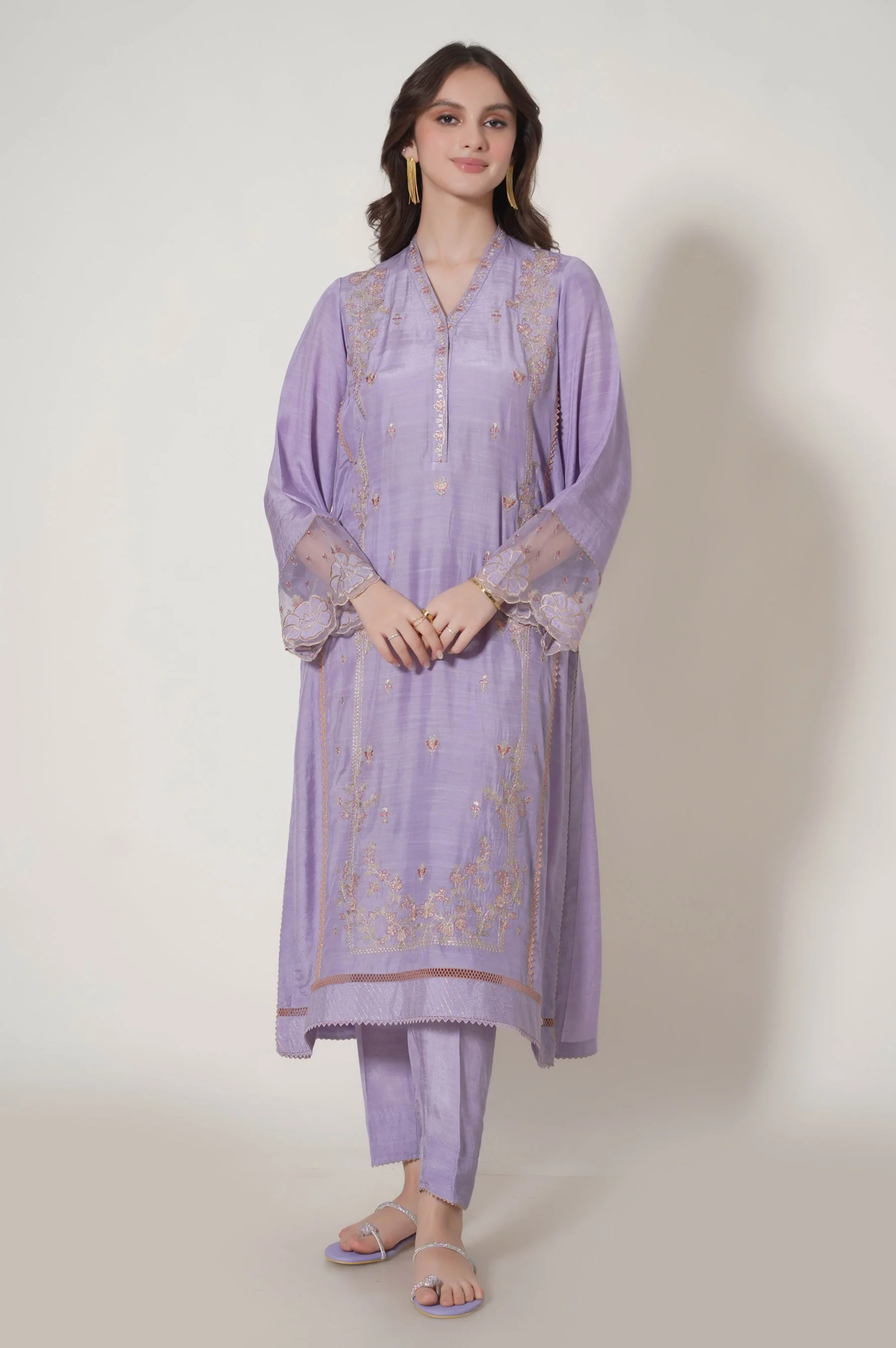 Unstitched 3 Piece Embroidered Raw Silk Suit - Image 5
