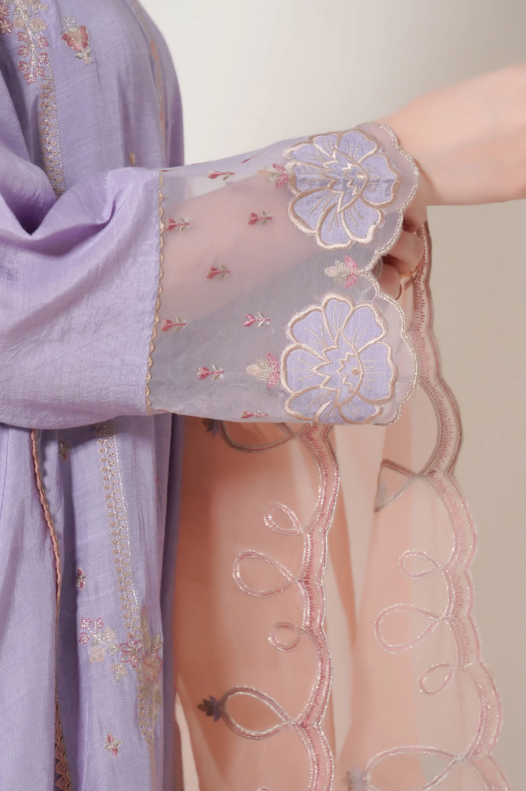 Unstitched 3 Piece Embroidered Raw Silk Suit - Image 6