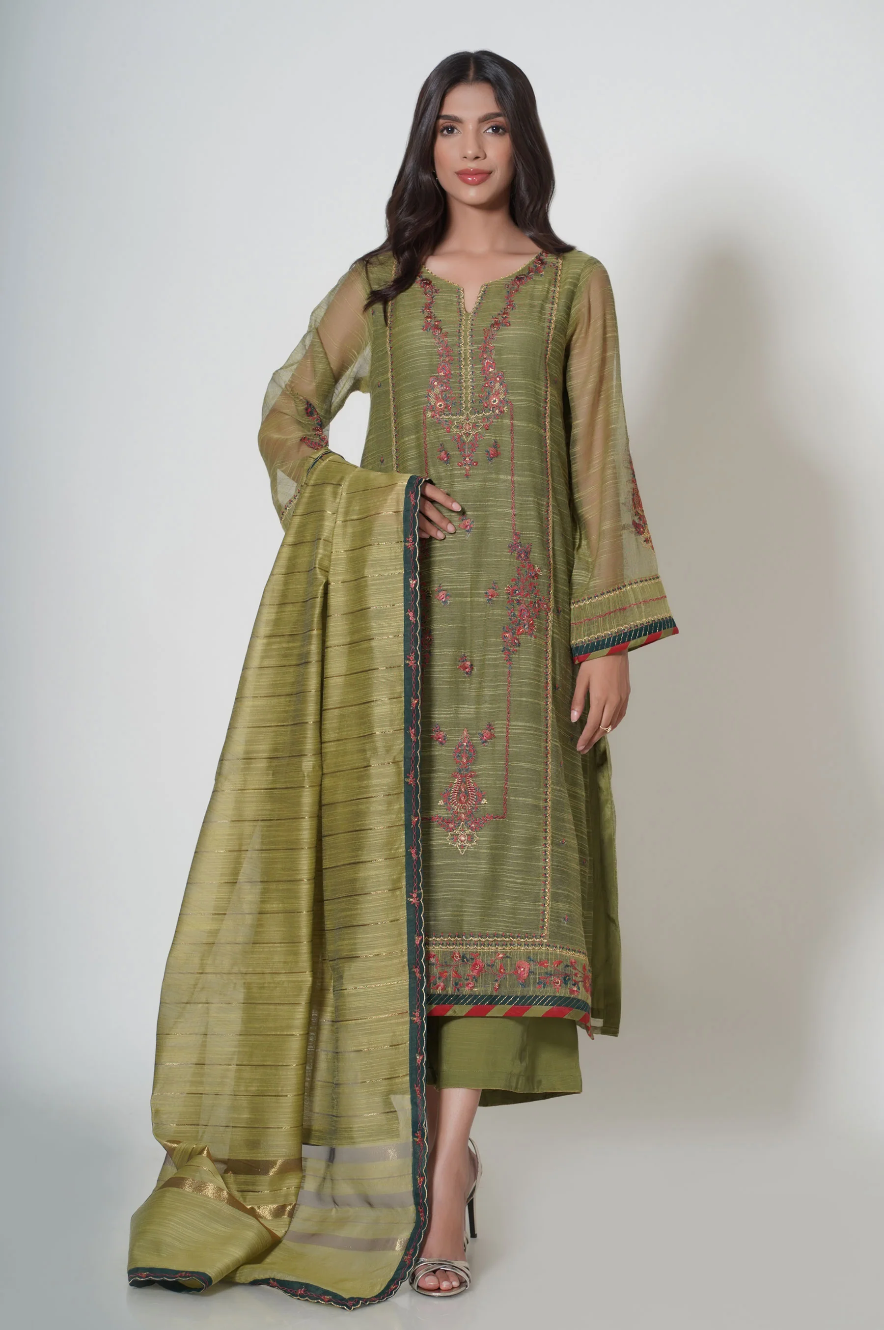 UNSTITCHED EMBROIDERED SUIT