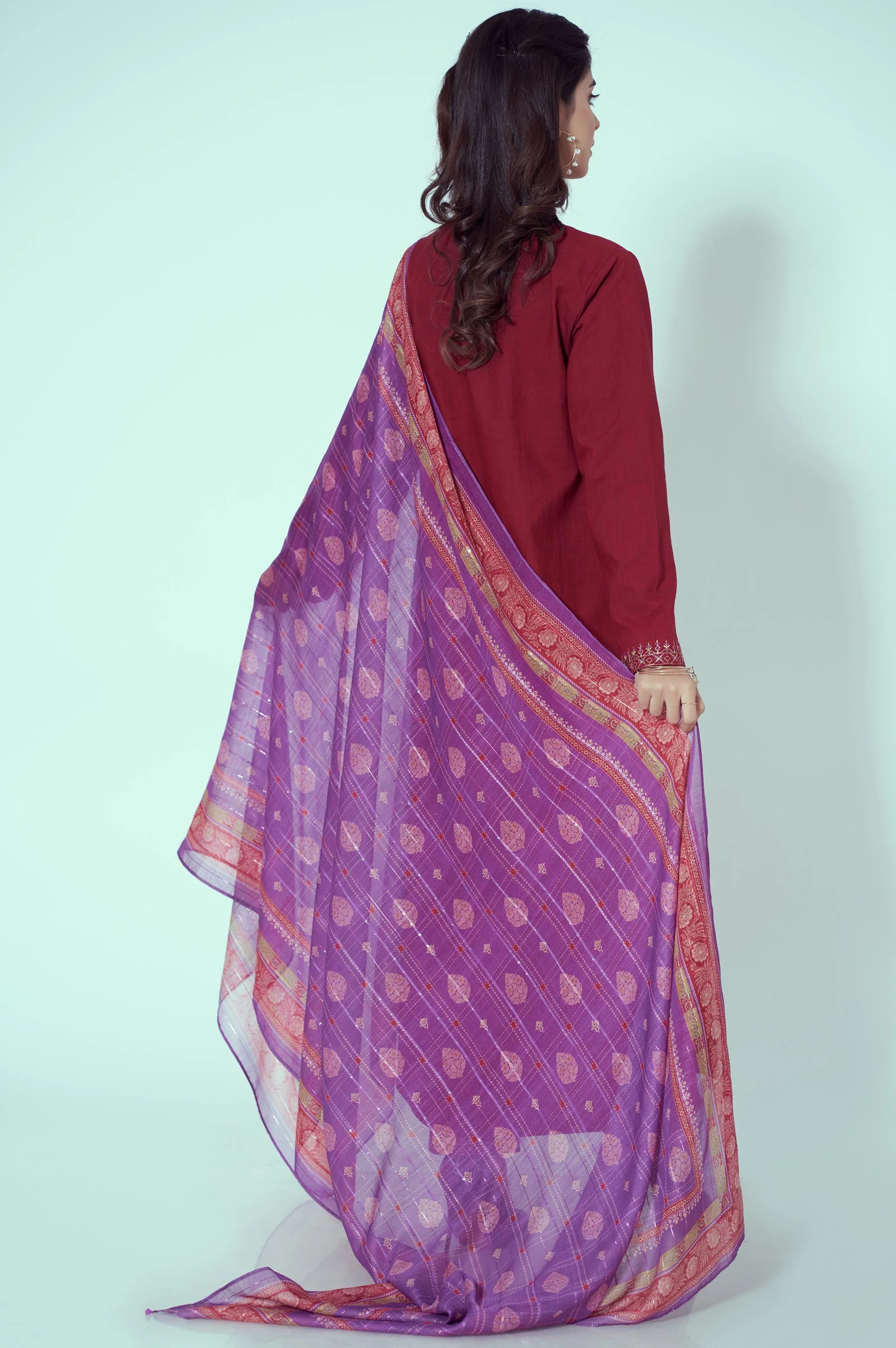Unstitched 3 Piece Embroidered Textured Slub Suit - Image 4