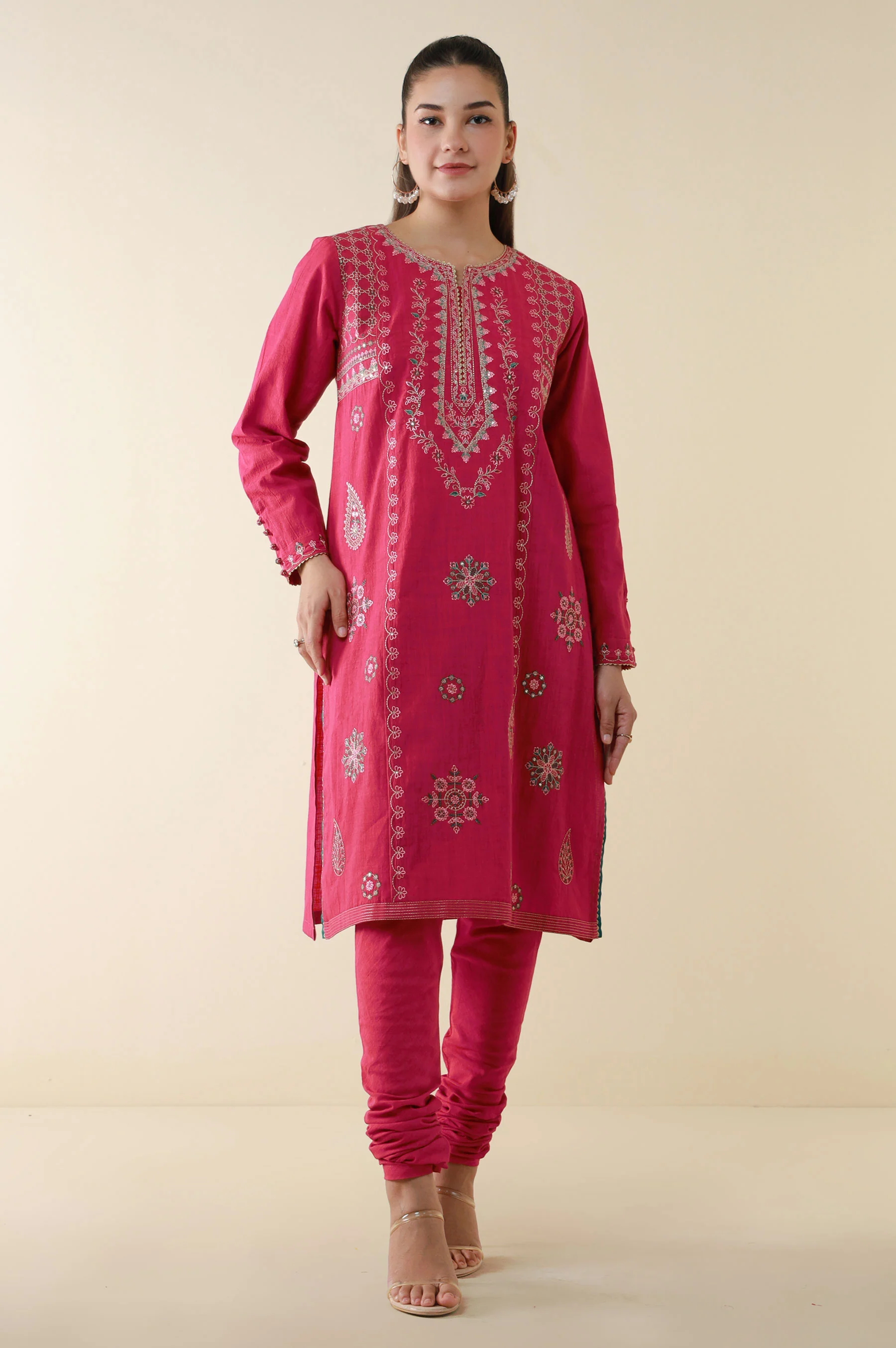 Unstitched 3 Piece Embroidered Textured Suit - Image 2