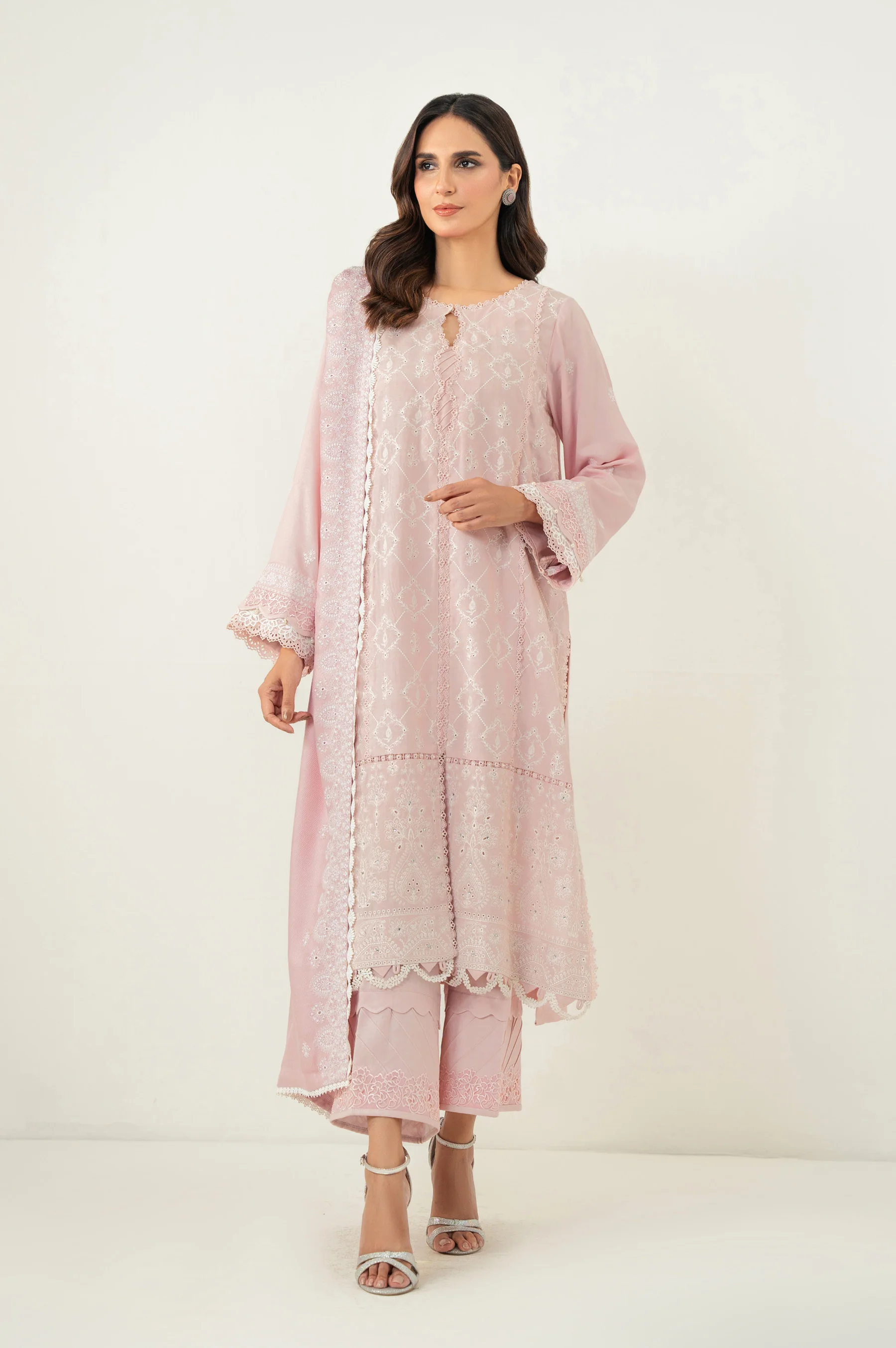 UNSTITCHED 3 PIECE CHIKANKARI SUIT - Image 2