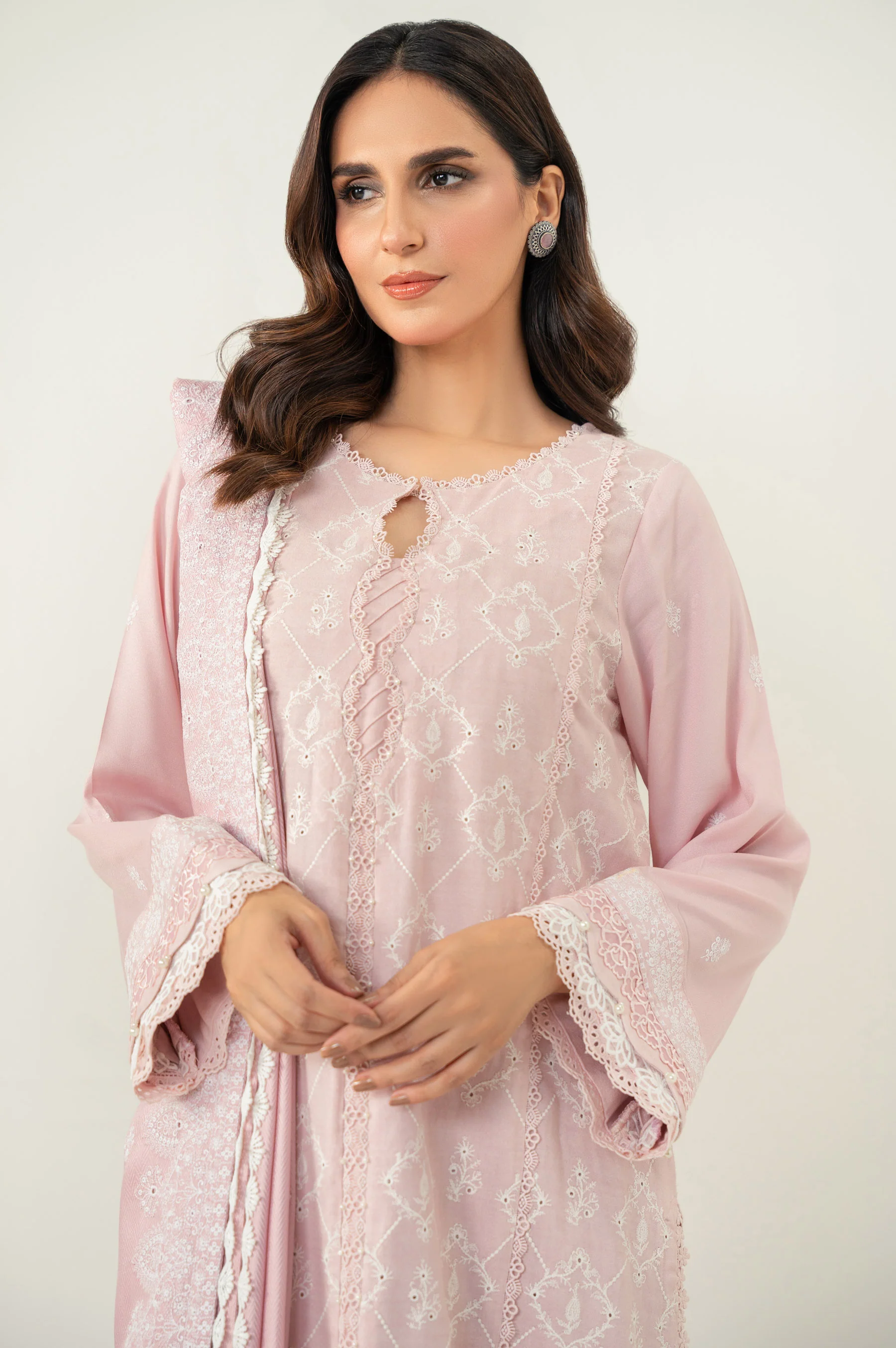 UNSTITCHED 3 PIECE CHIKANKARI SUIT - Image 6
