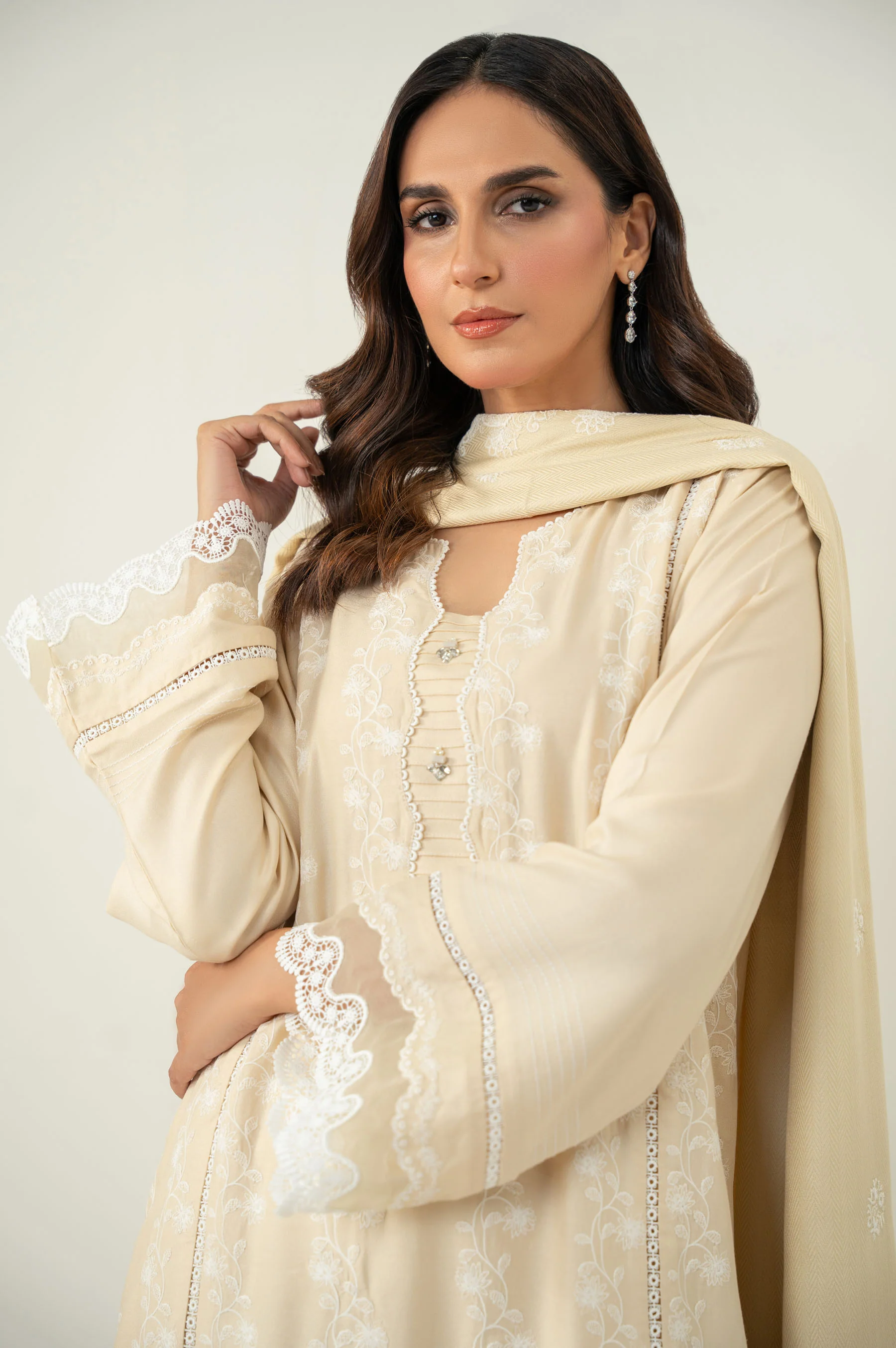 UNSTITCHED 3 PIECE CHIKANKARI SUIT - Image 5