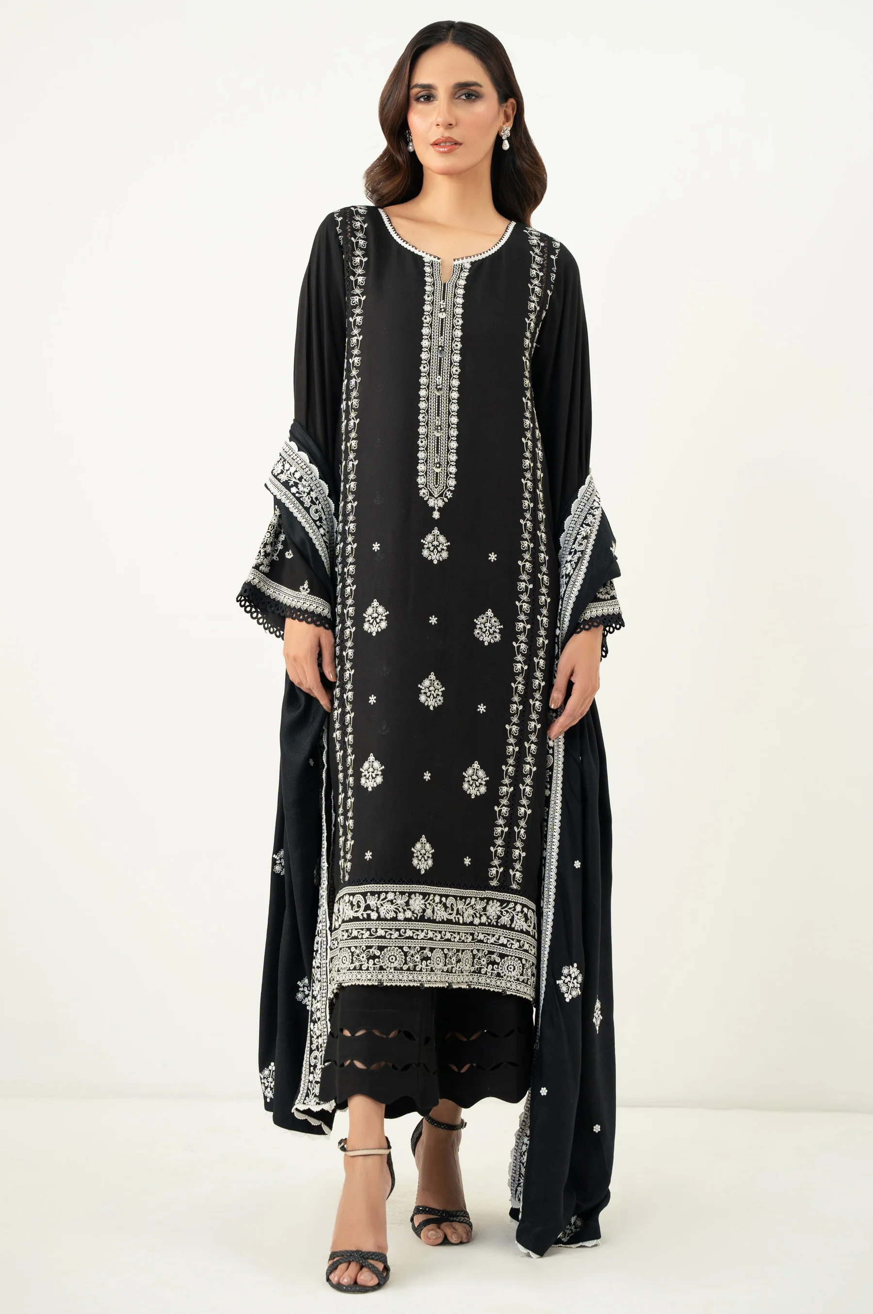 UNSTITCHED 3 PIECE CHIKANKARI SUIT - Image 6