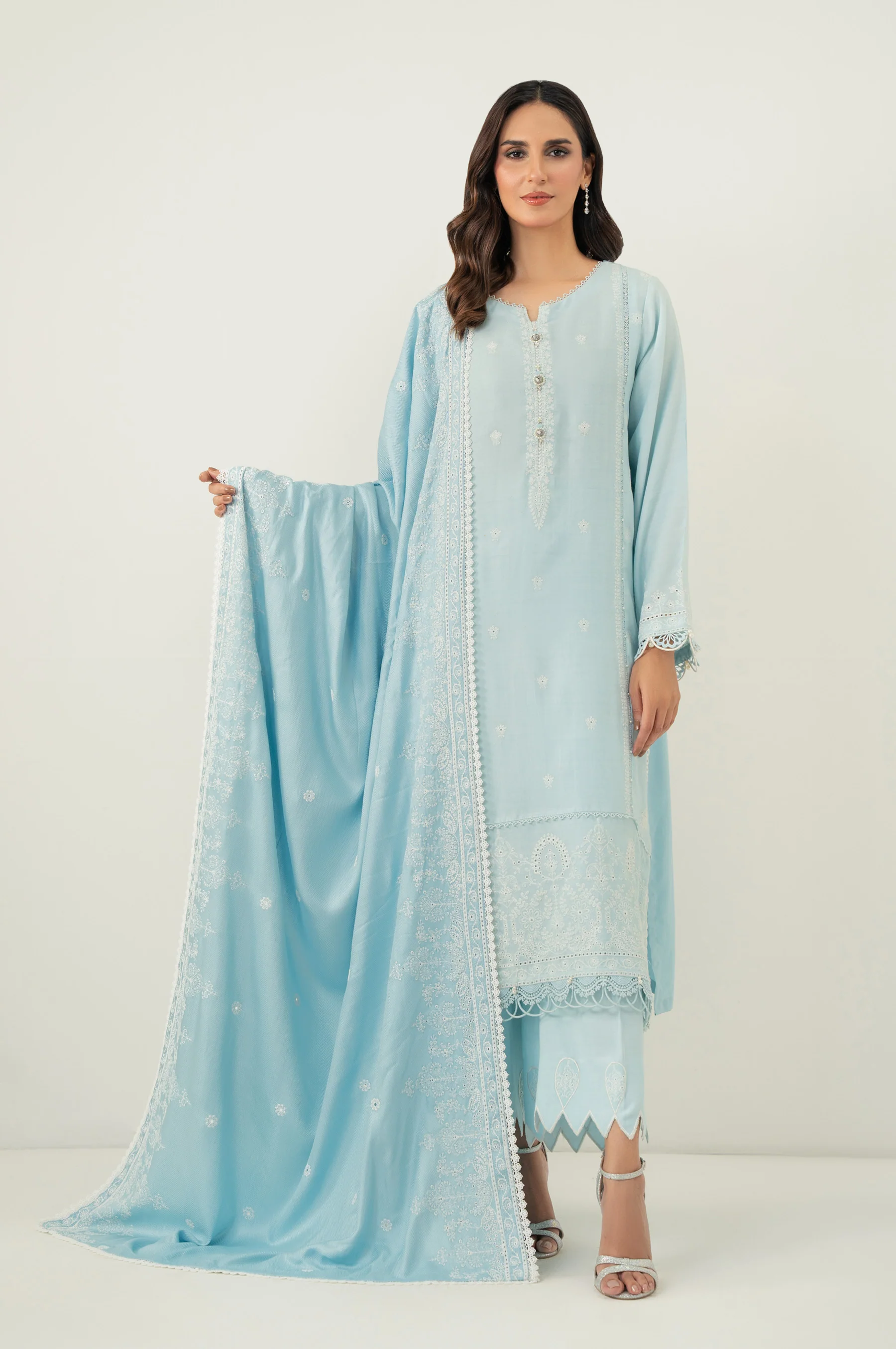 UNSTITCHED 3 PIECE CHIKANKARI SUIT