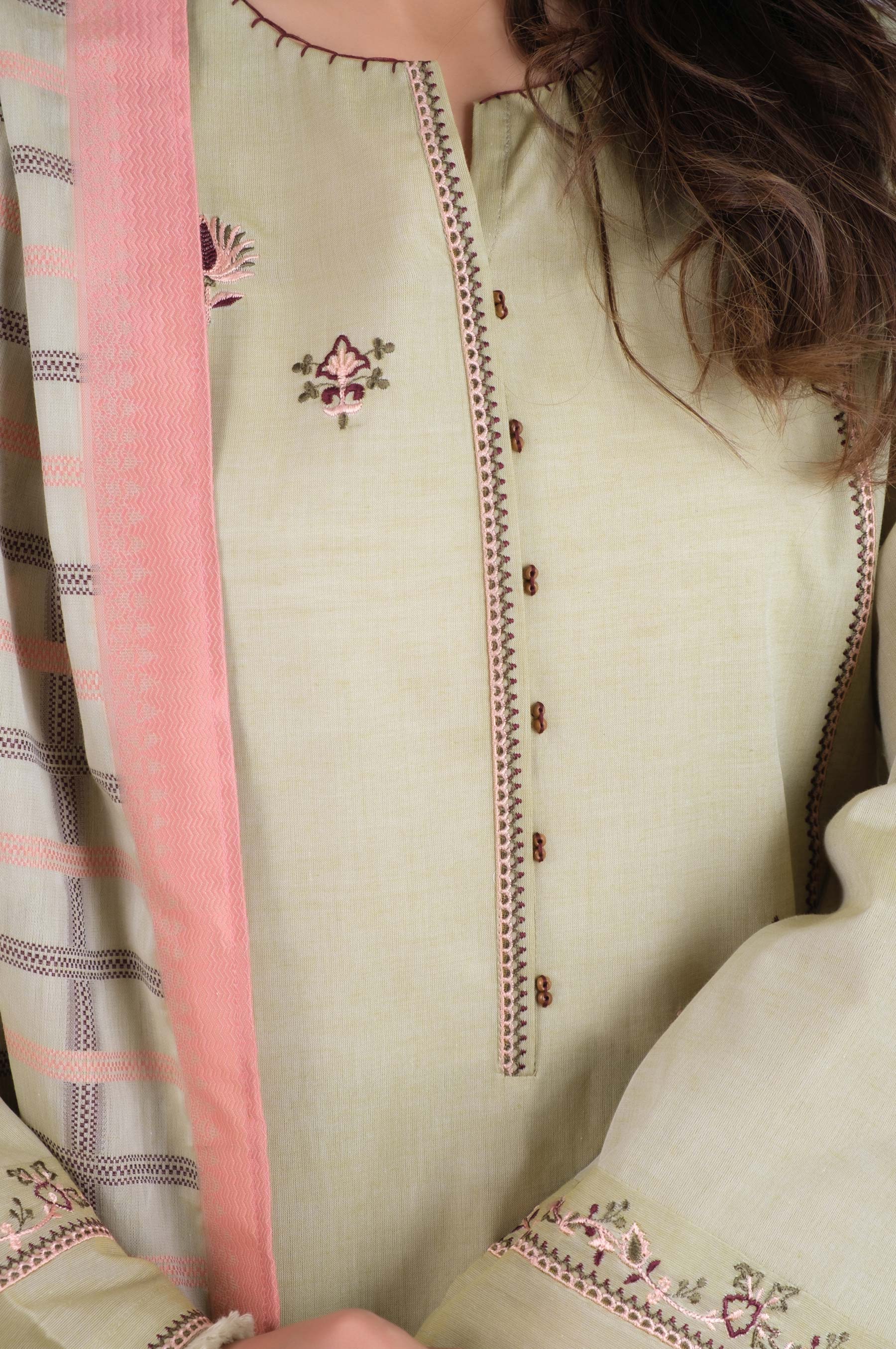 Unstitched 3 Piece Embroidered Yarn Dyed Jacquard Suit - Image 5
