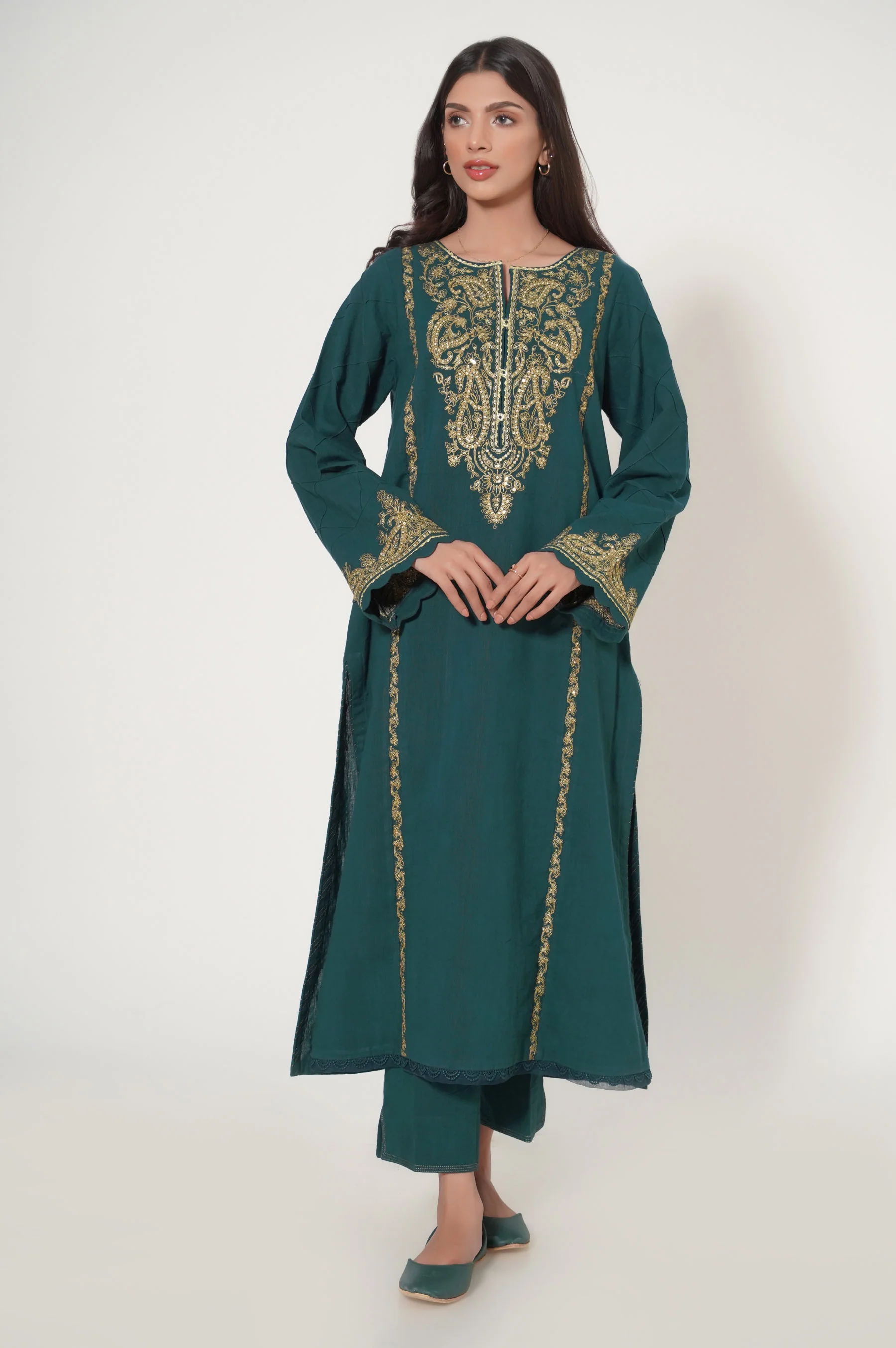 Unstitched 3 Piece Embroidered Dobby Suit - Image 5