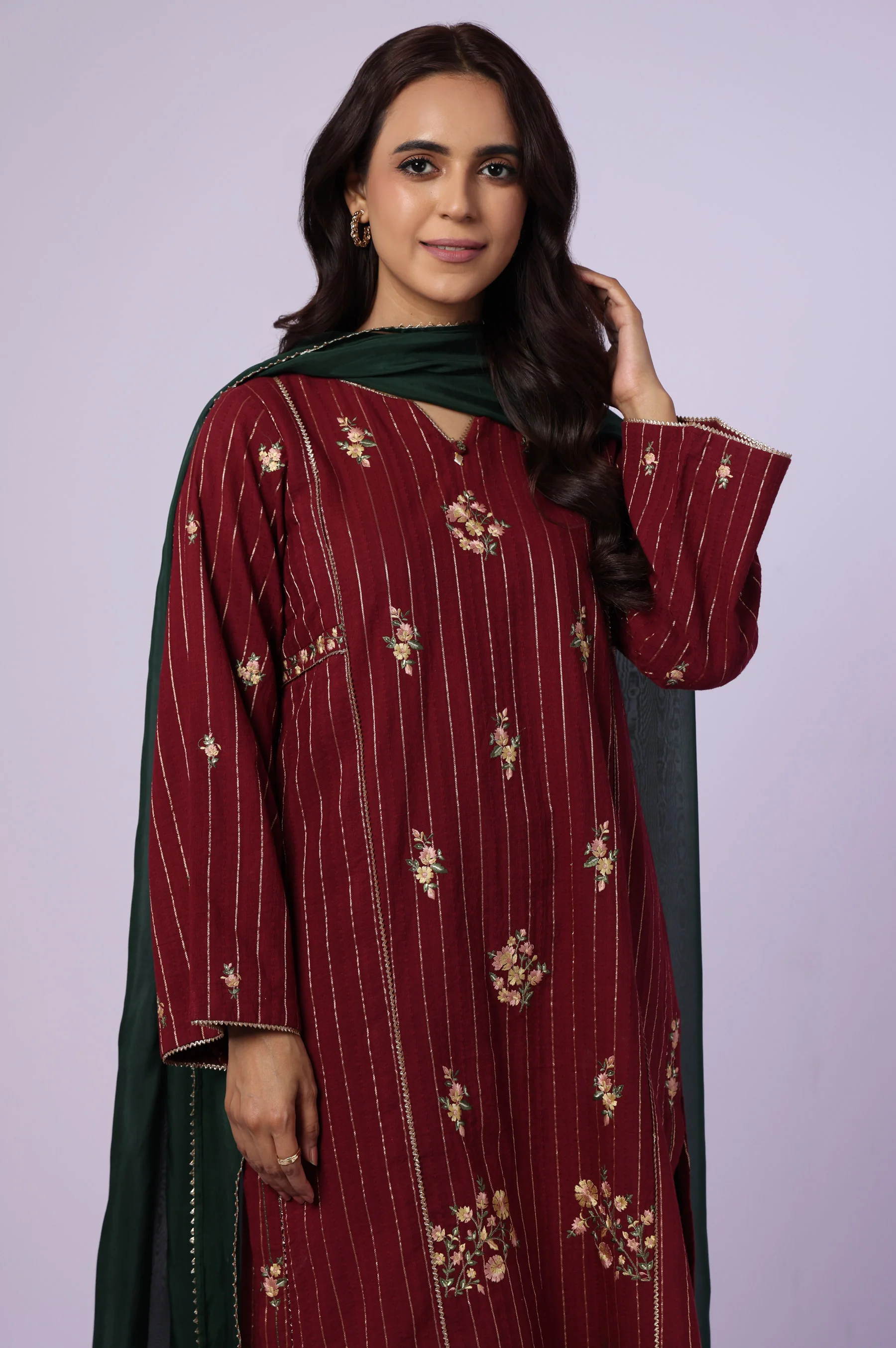 Unstitched 3 Piece Embroidered Mysuri Jacquard Suit - Image 7